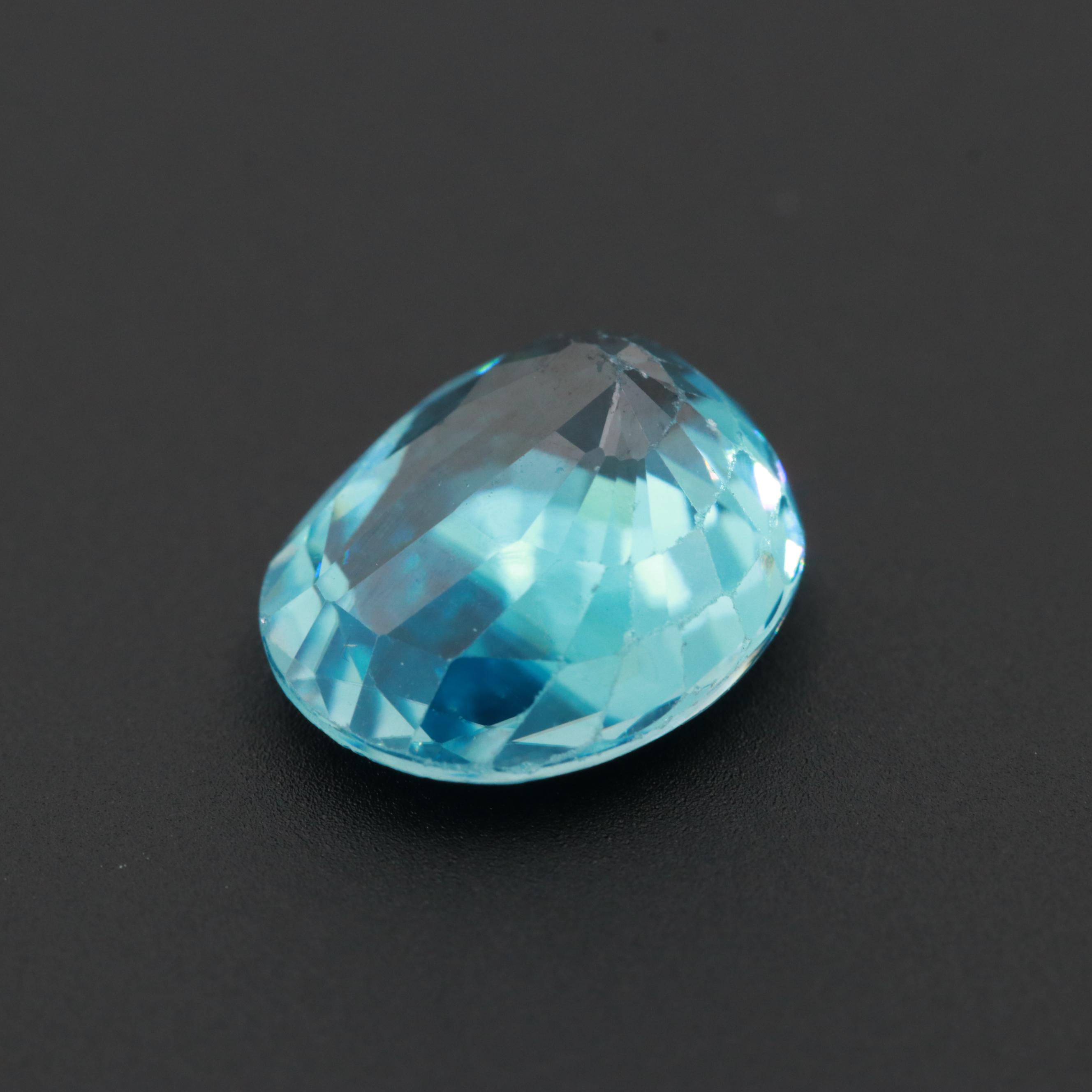Loose 4.35 CT Blue Zircon