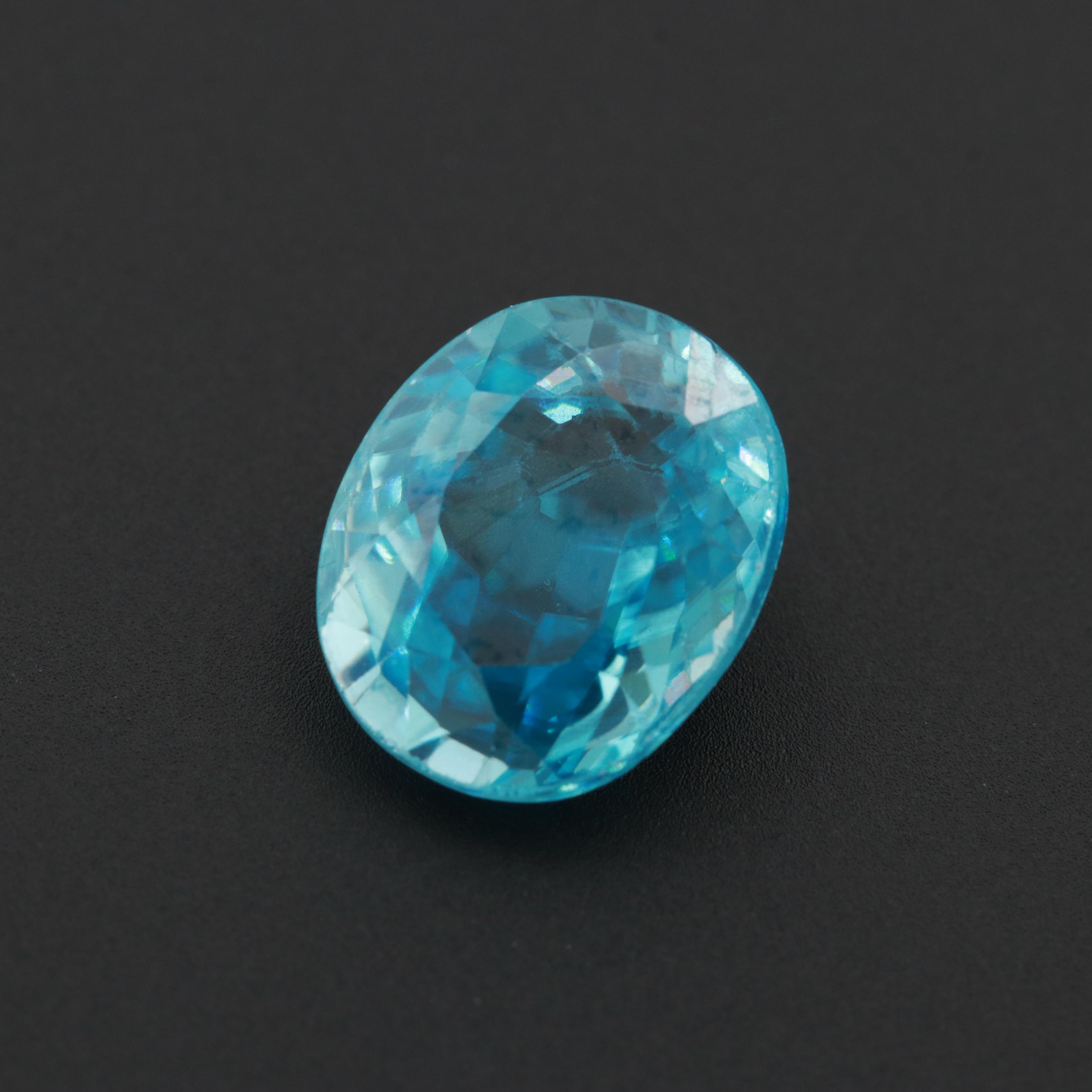Loose 4.35 CT Blue Zircon