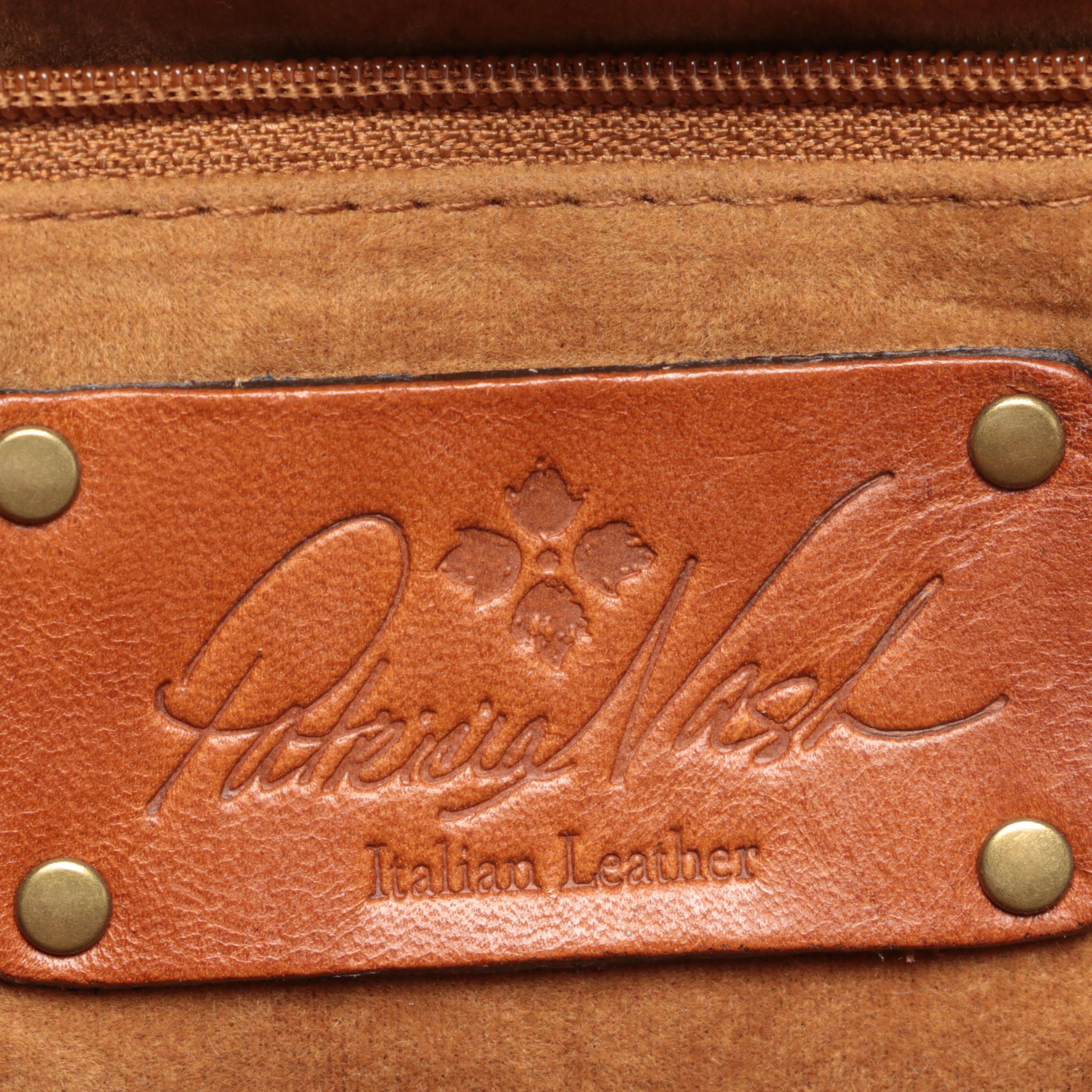 Patricia Nash Cognac Brown Italian Leather Frame Bag with Crossbody Strap