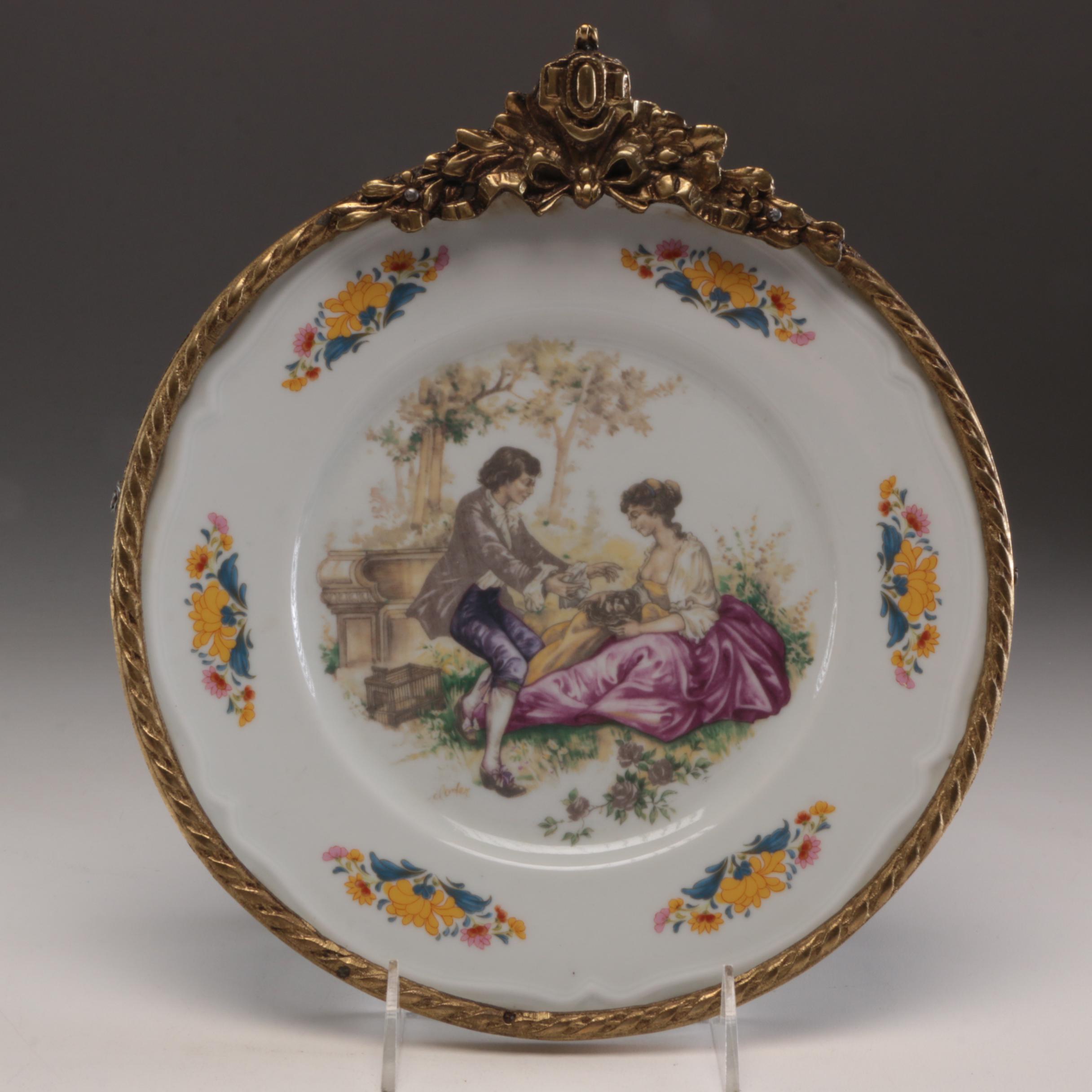 Haviland Limoges Porcelain Vase and Leipold Romer Wall Hanging Plate