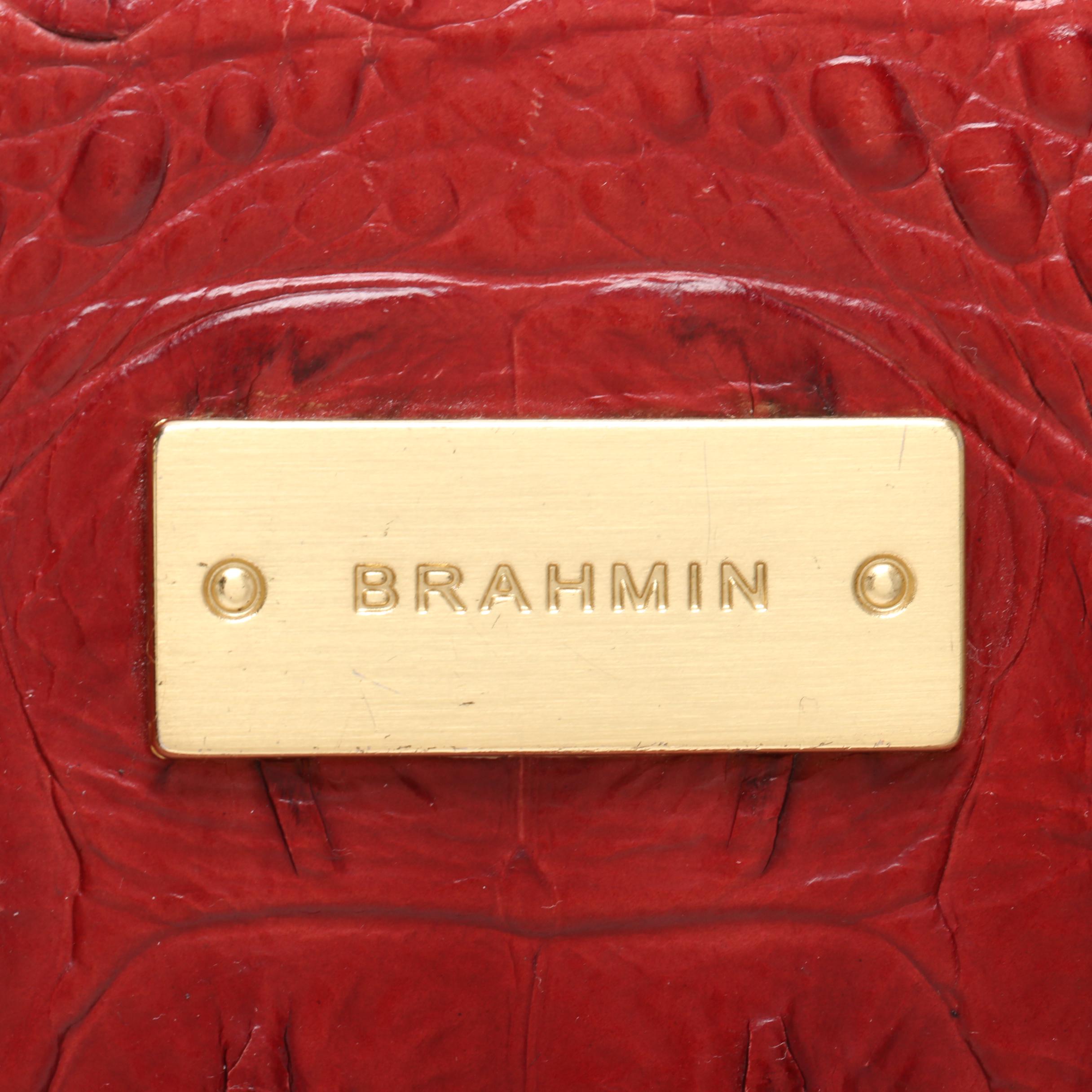 Brahmin Croc Embossed Red Leather Shoulder Bag