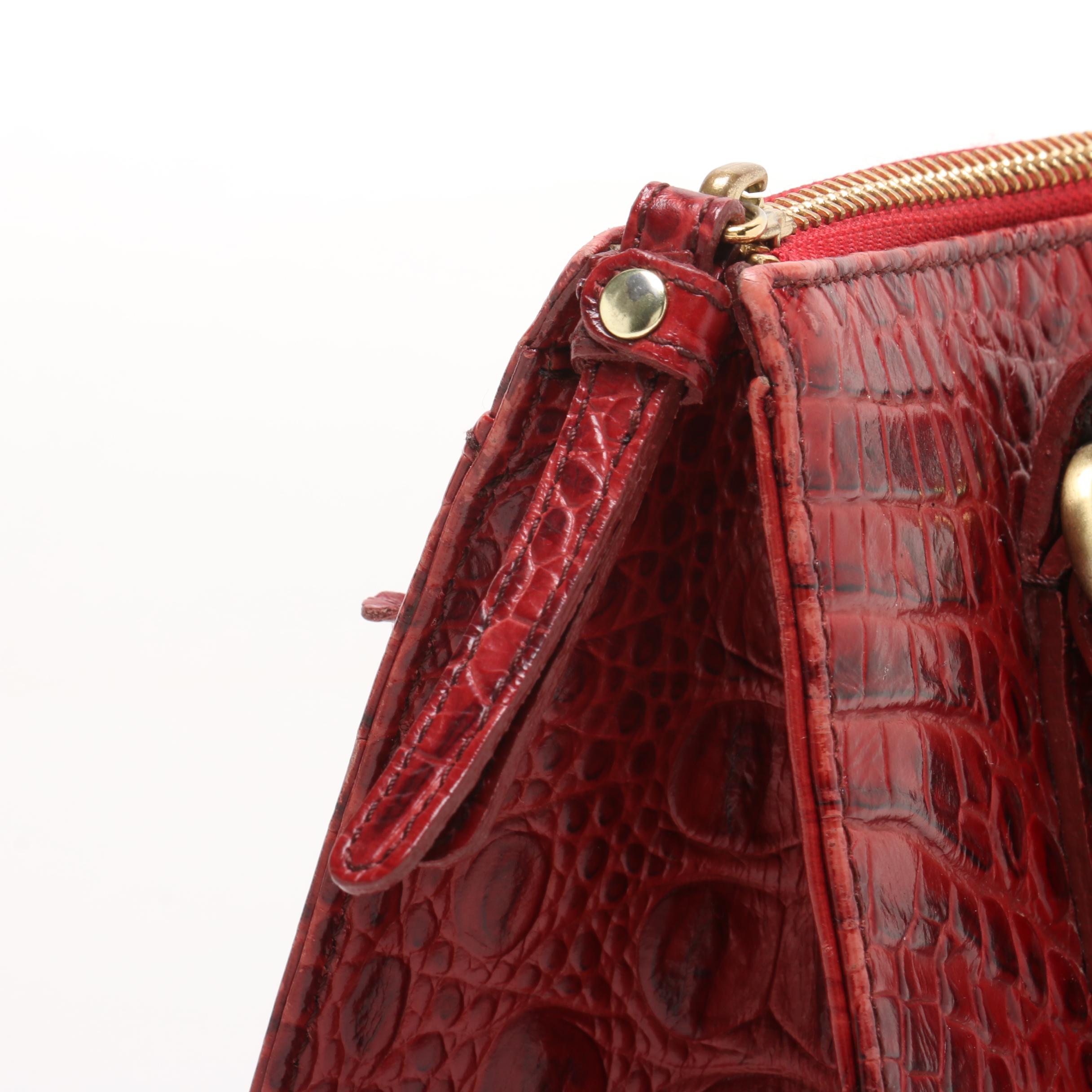 Brahmin Croc Embossed Red Leather Shoulder Bag