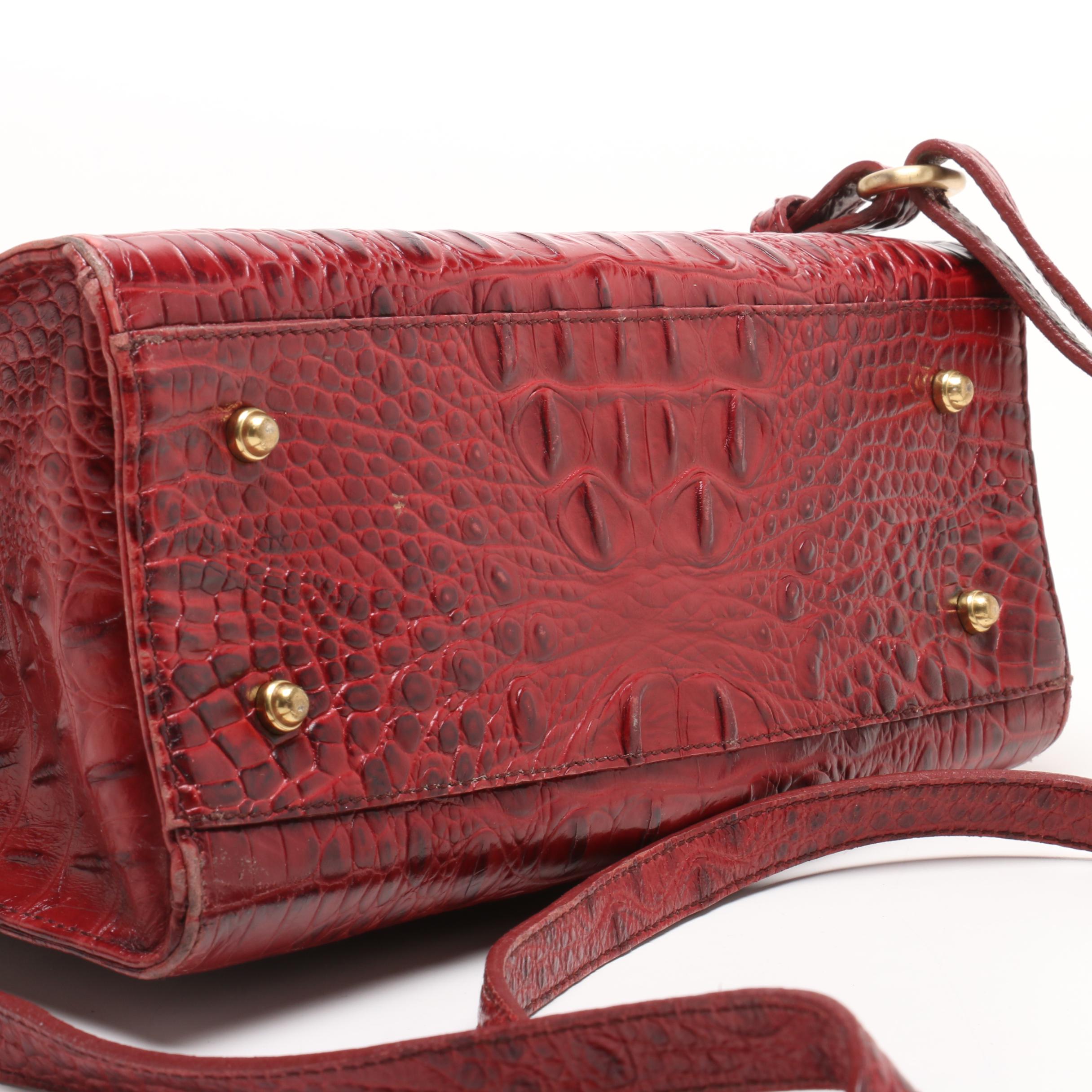 Brahmin Croc Embossed Red Leather Shoulder Bag