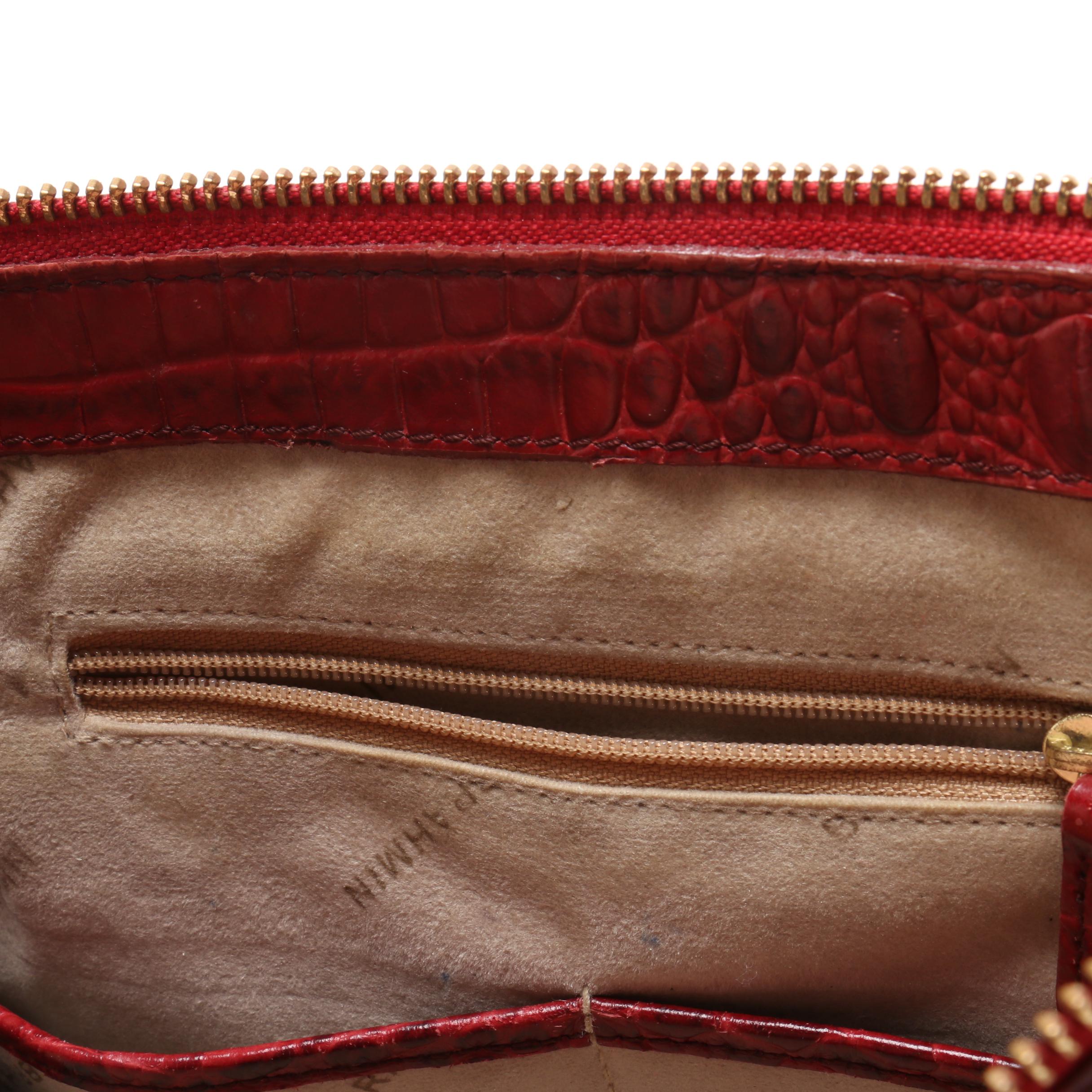 Brahmin Croc Embossed Red Leather Shoulder Bag