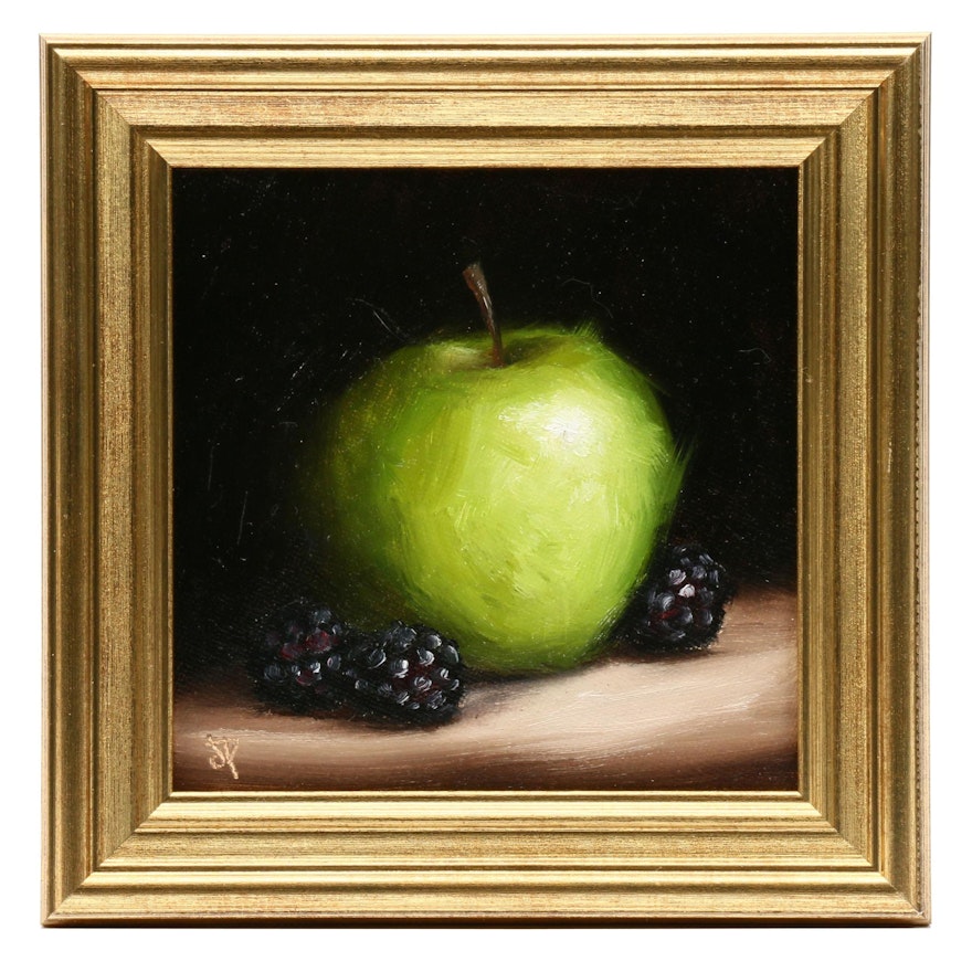 Jane Palmer Oil Painting "Apple with Blackberries"