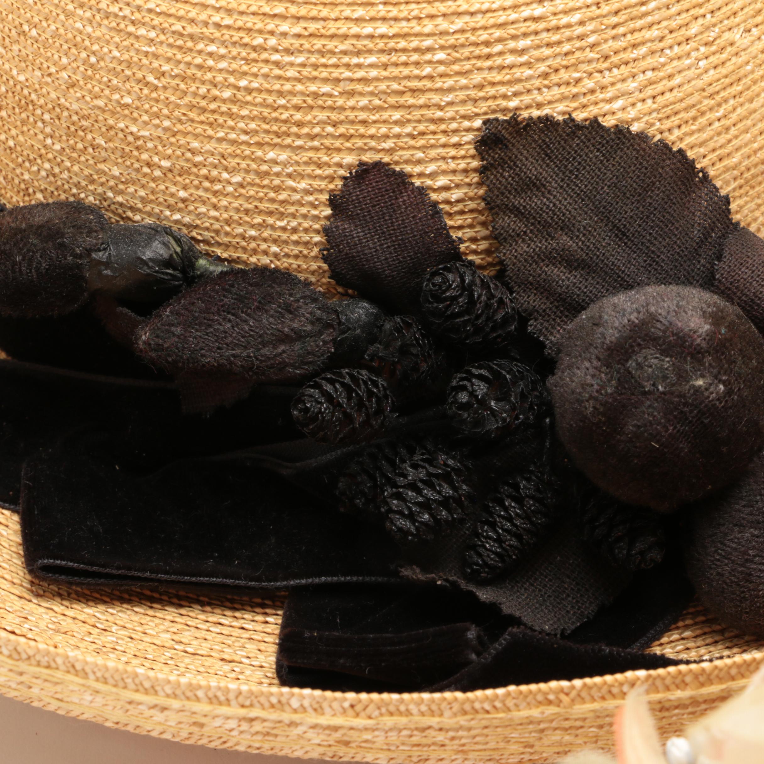 Christian Dior Floral Hat; Chapeau Creations Straw Sun Hat, and Other Sun Hat