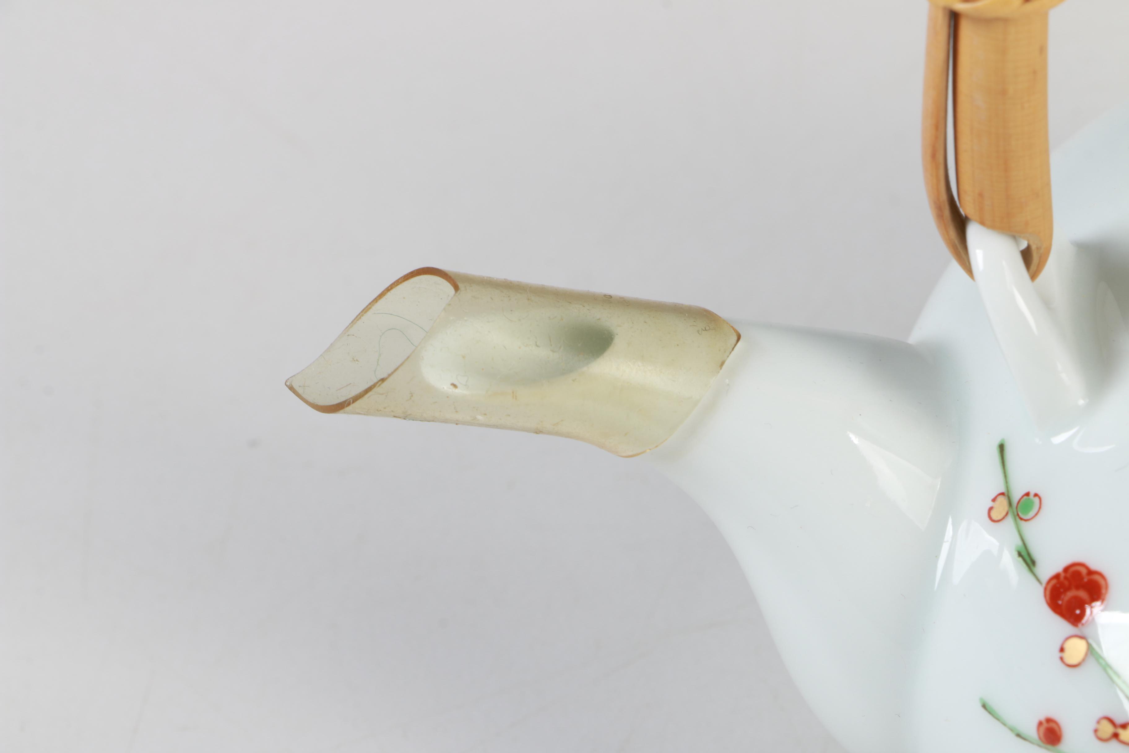 Japanese Koransha Fukagawa Porcelain Teapot and Footed Cups with Lids