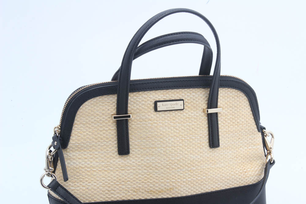 Kate Spade Cameron Street Straw Maise Satchel and Credit Card Pouch