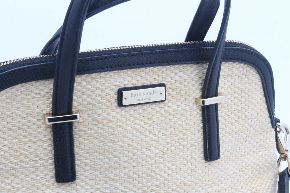 Kate Spade Cameron Street Straw Maise Satchel and Credit Card Pouch