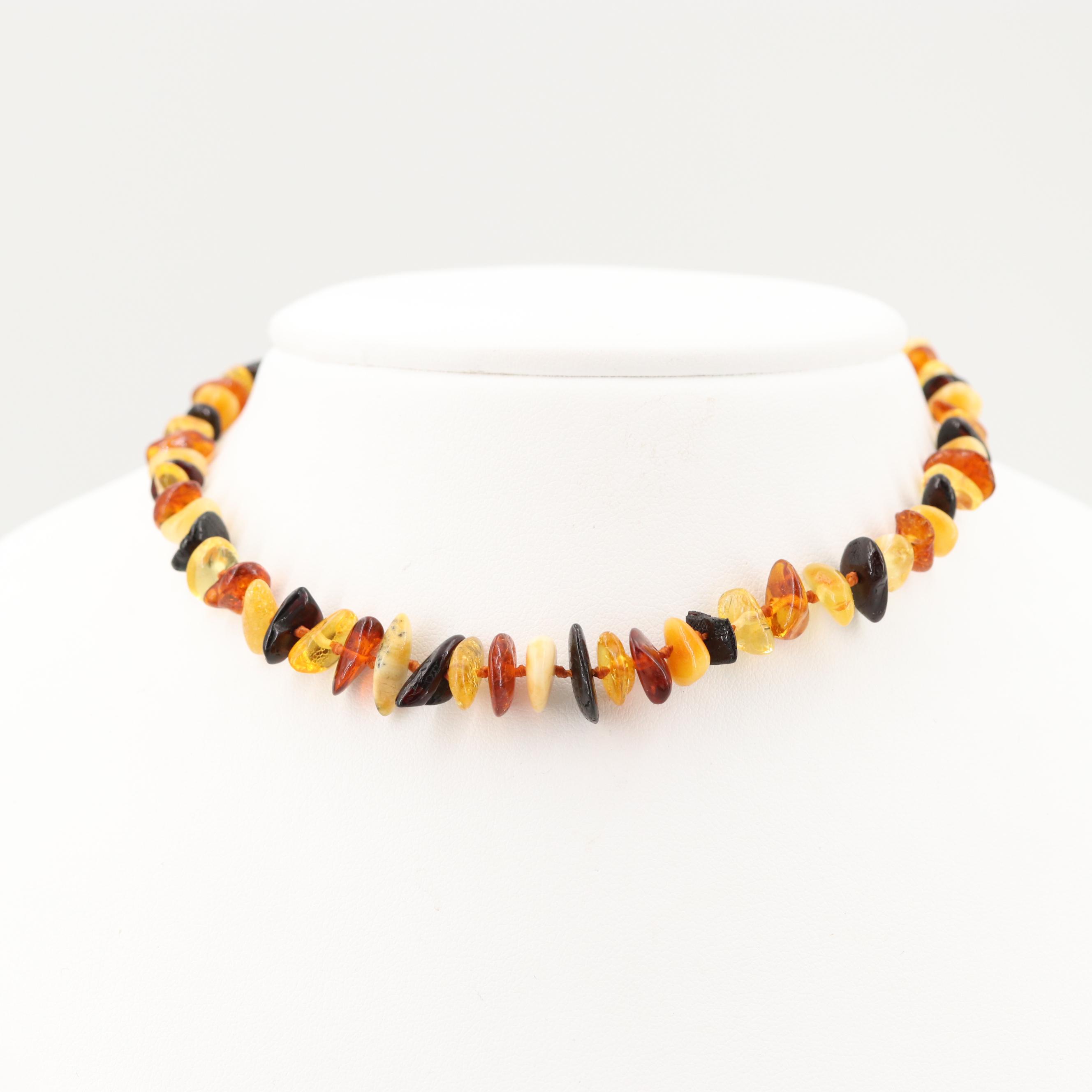 Multi Colored Mutton Fat Amber and Resin Nugget Necklace