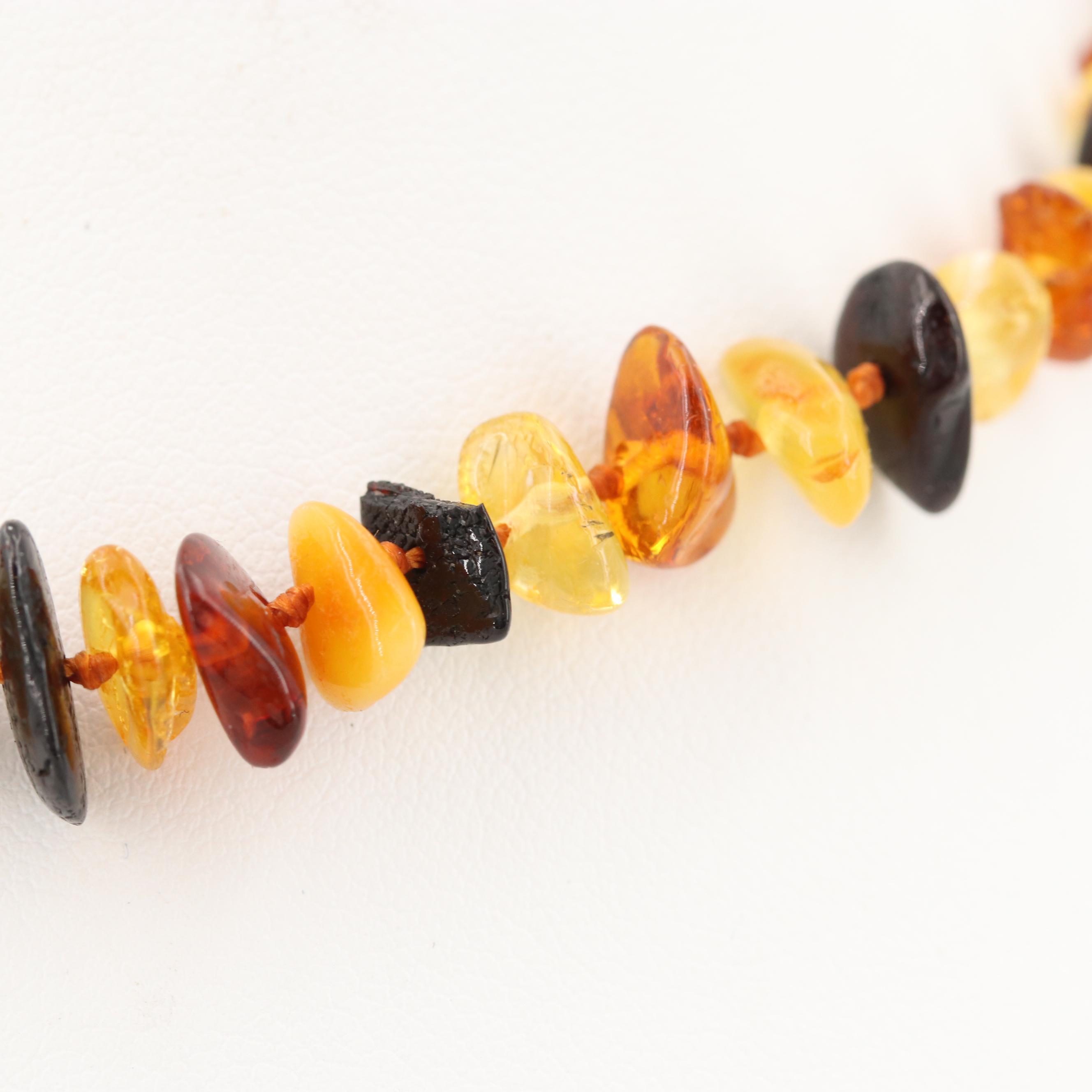 Multi Colored Mutton Fat Amber and Resin Nugget Necklace
