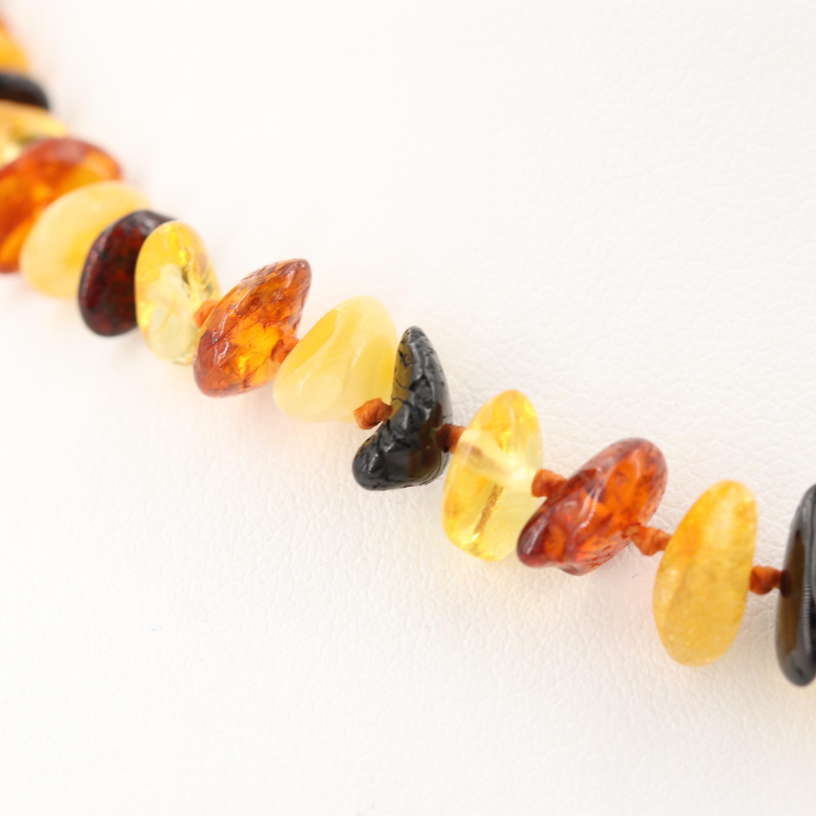 Multi Colored Mutton Fat Amber and Resin Nugget Necklace