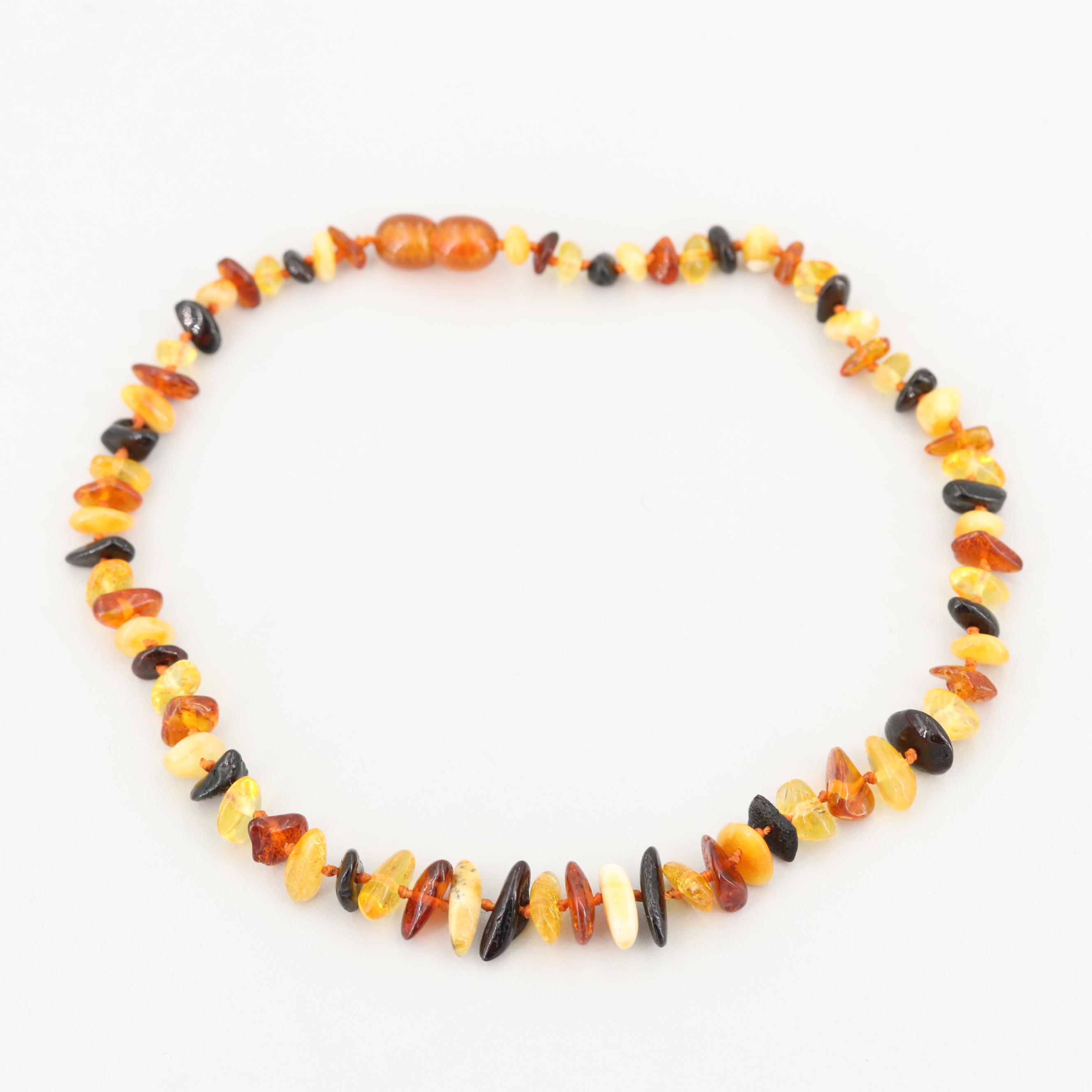 Multi Colored Mutton Fat Amber and Resin Nugget Necklace