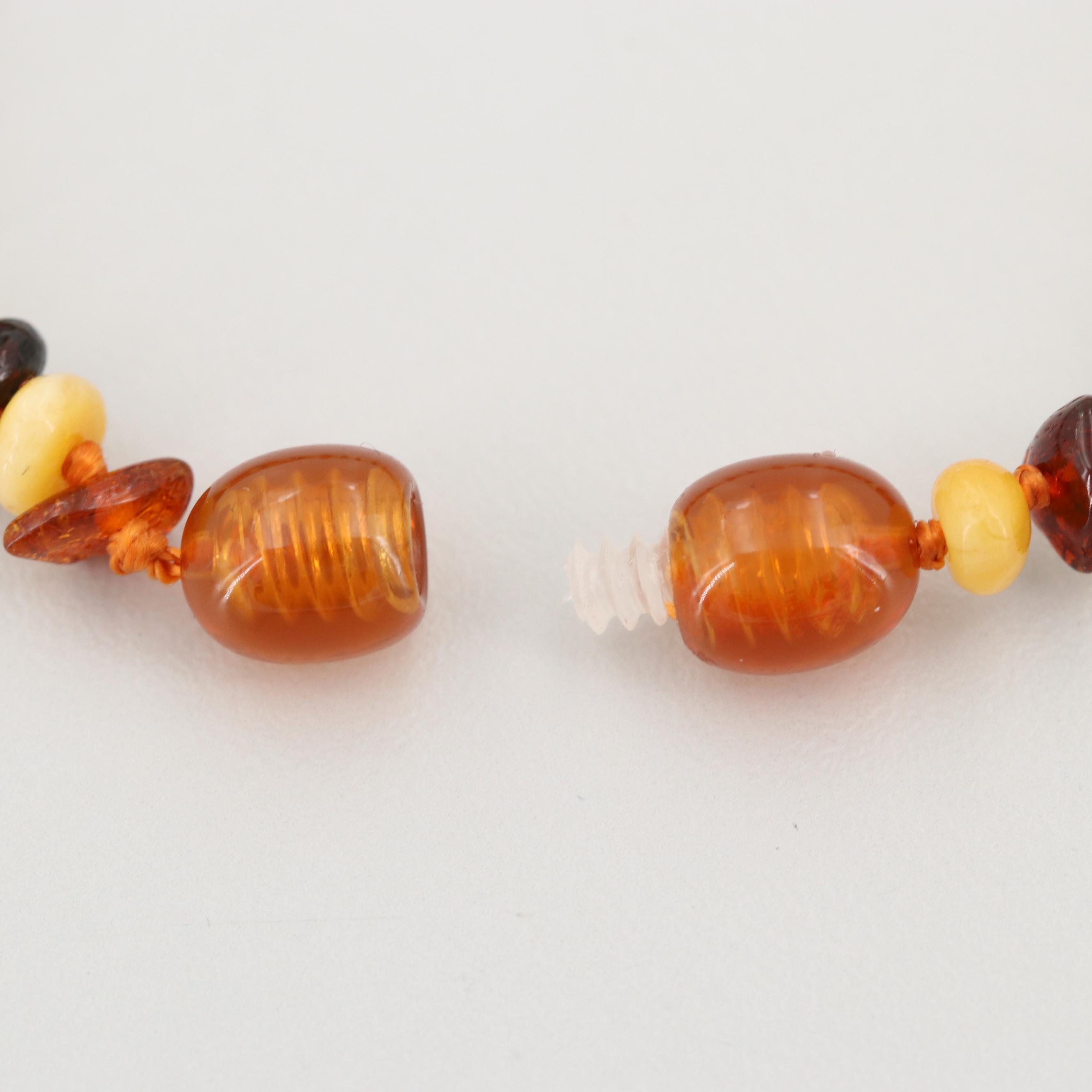 Multi Colored Mutton Fat Amber and Resin Nugget Necklace