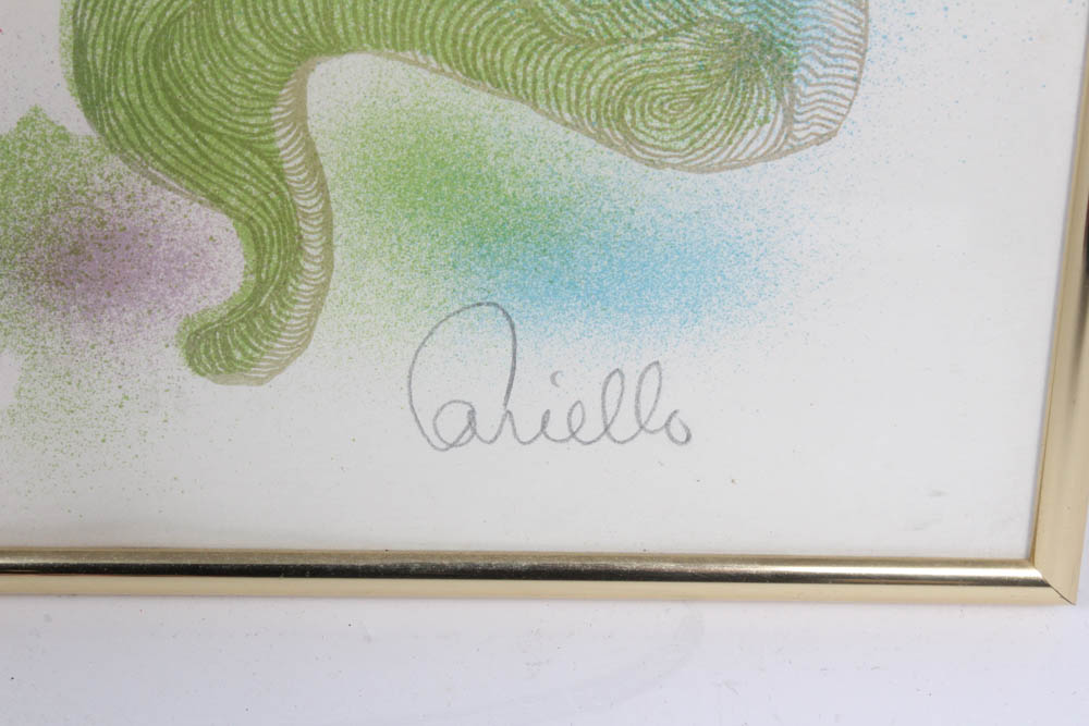 Cariello Clowns with Umbrellas Lithograph