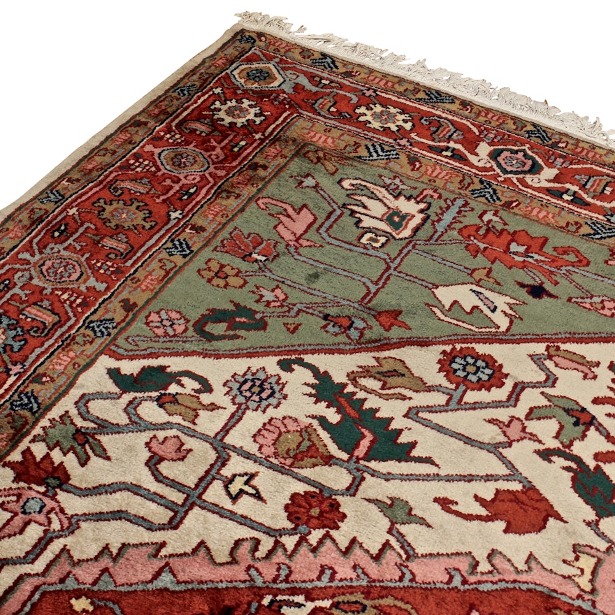 Hand-Knotted Indo-Persian Heriz Area Rug