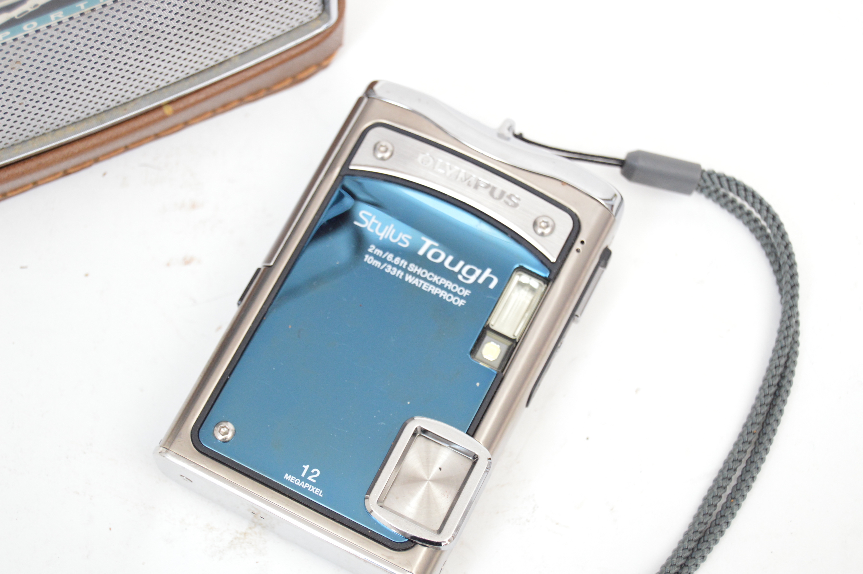 Vintage GE Sportmate Portable Radio+Olympus Stylus Tough 12 MP Digital Camera