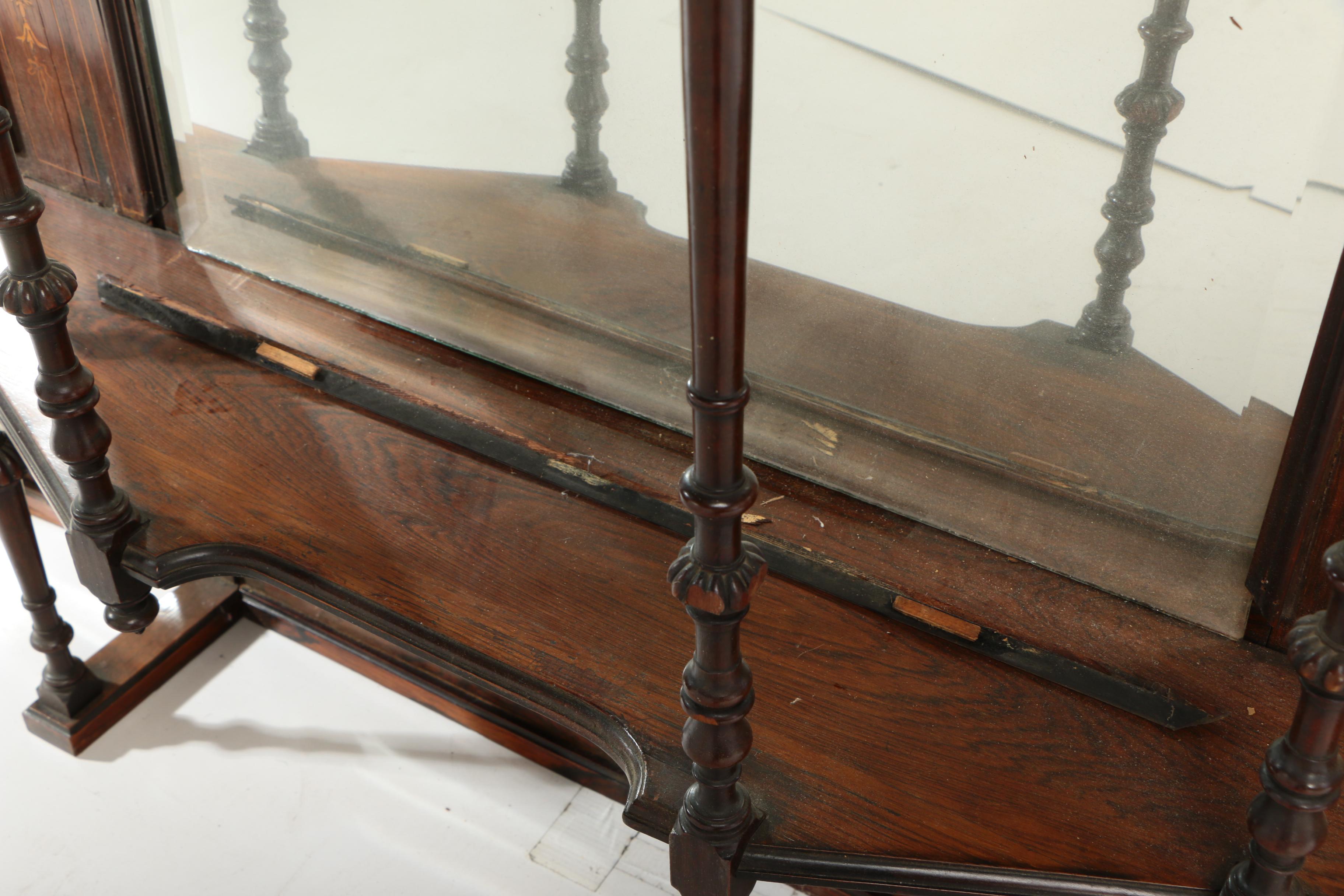 Renaissance Revival Rosewood and Marquetry Overmantel Mirror, Circa 1870
