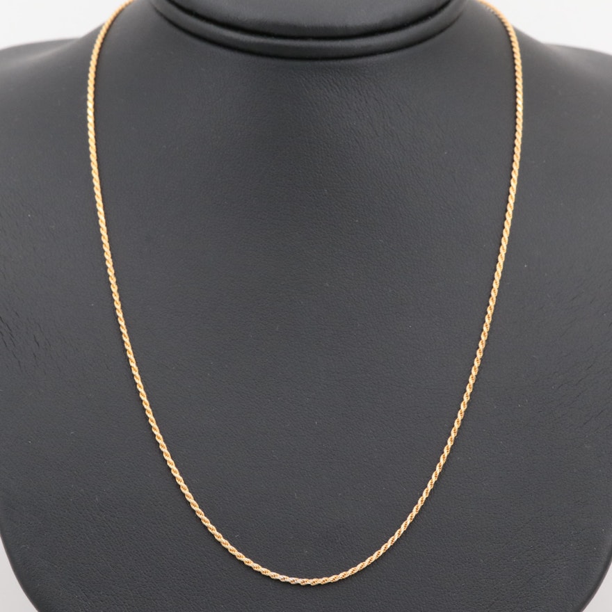 Gold Wash on Sterling Silver Rope Twist Necklace
