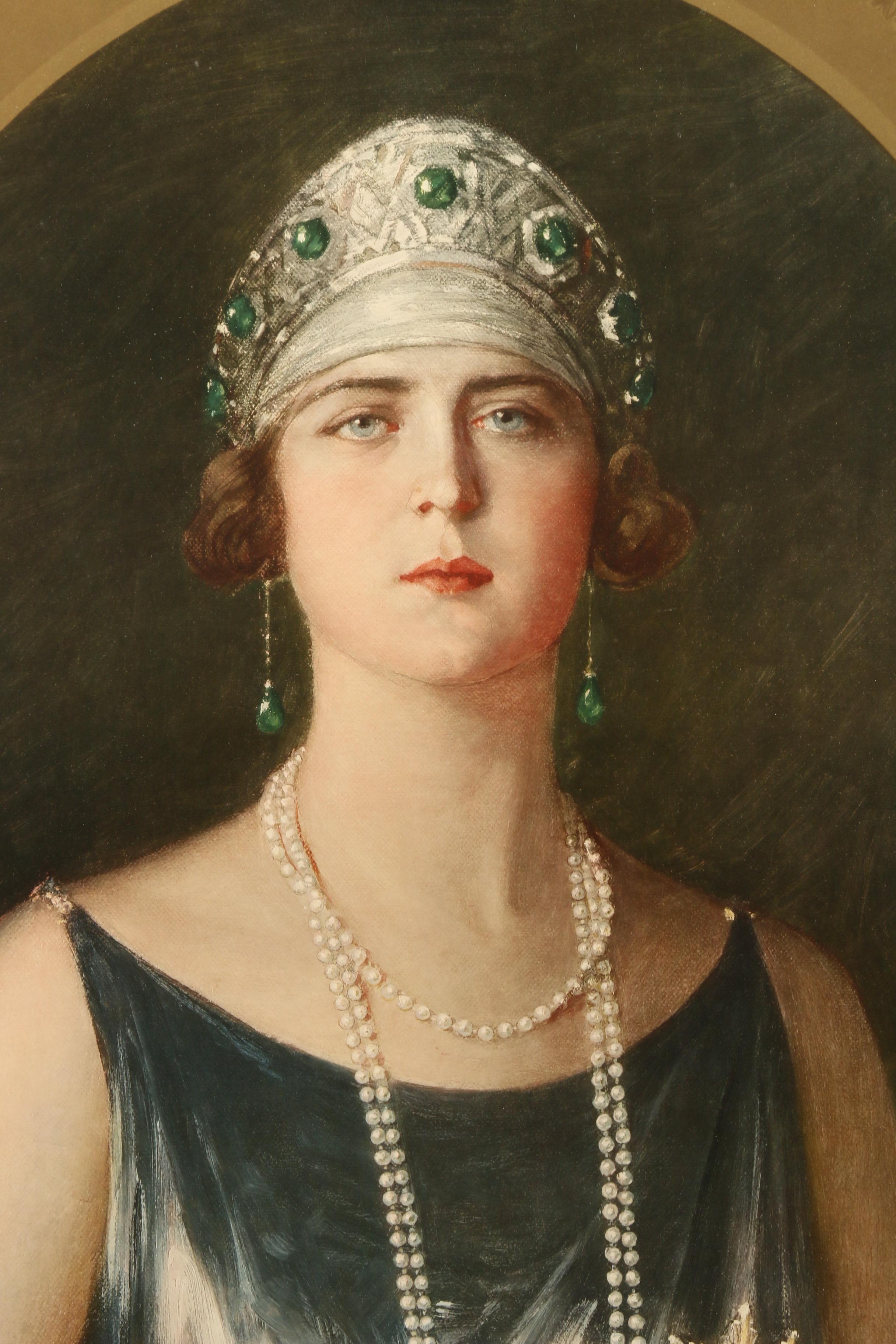 Color Collotype after Paja Jovanović Portrait of Queen Marie of Yugoslavia