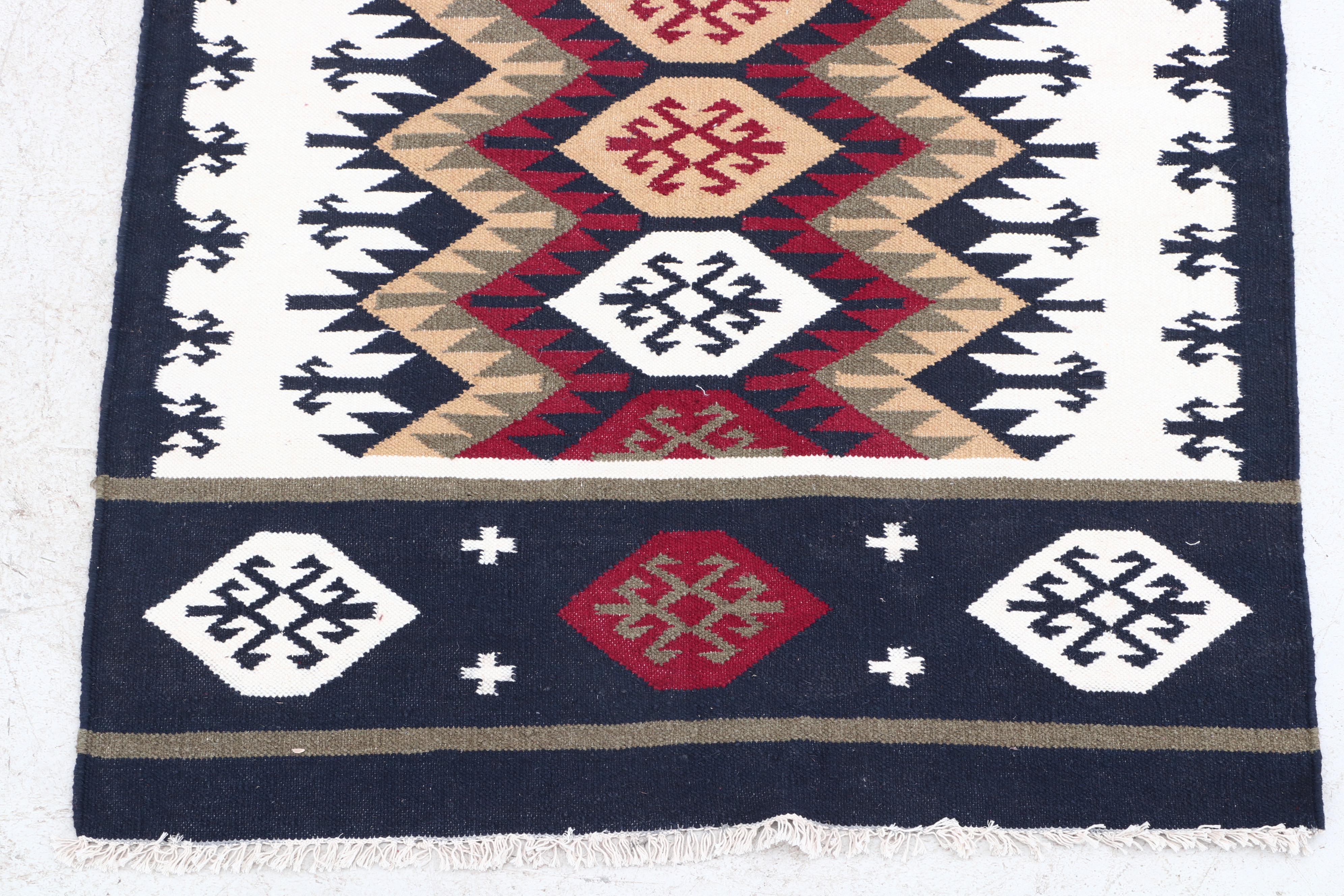 Handwoven Indo-Persian Kilim Accent Rug