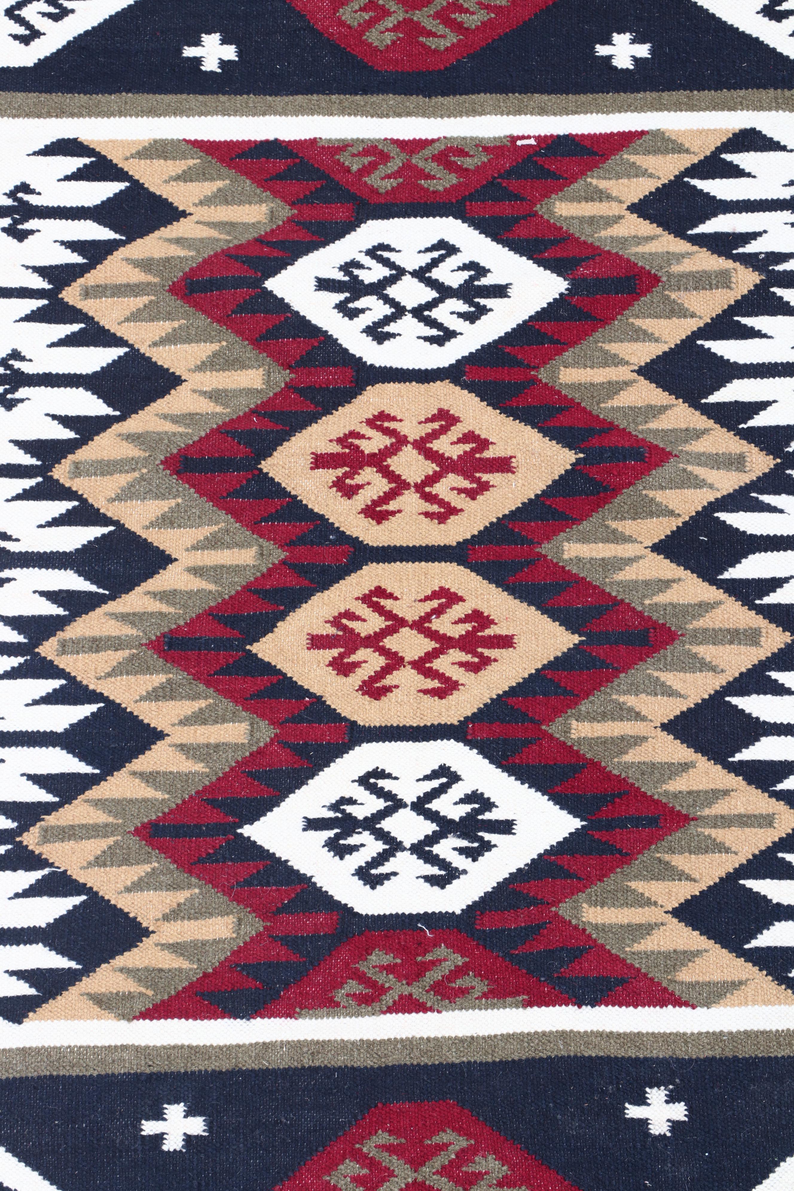 Handwoven Indo-Persian Kilim Accent Rug