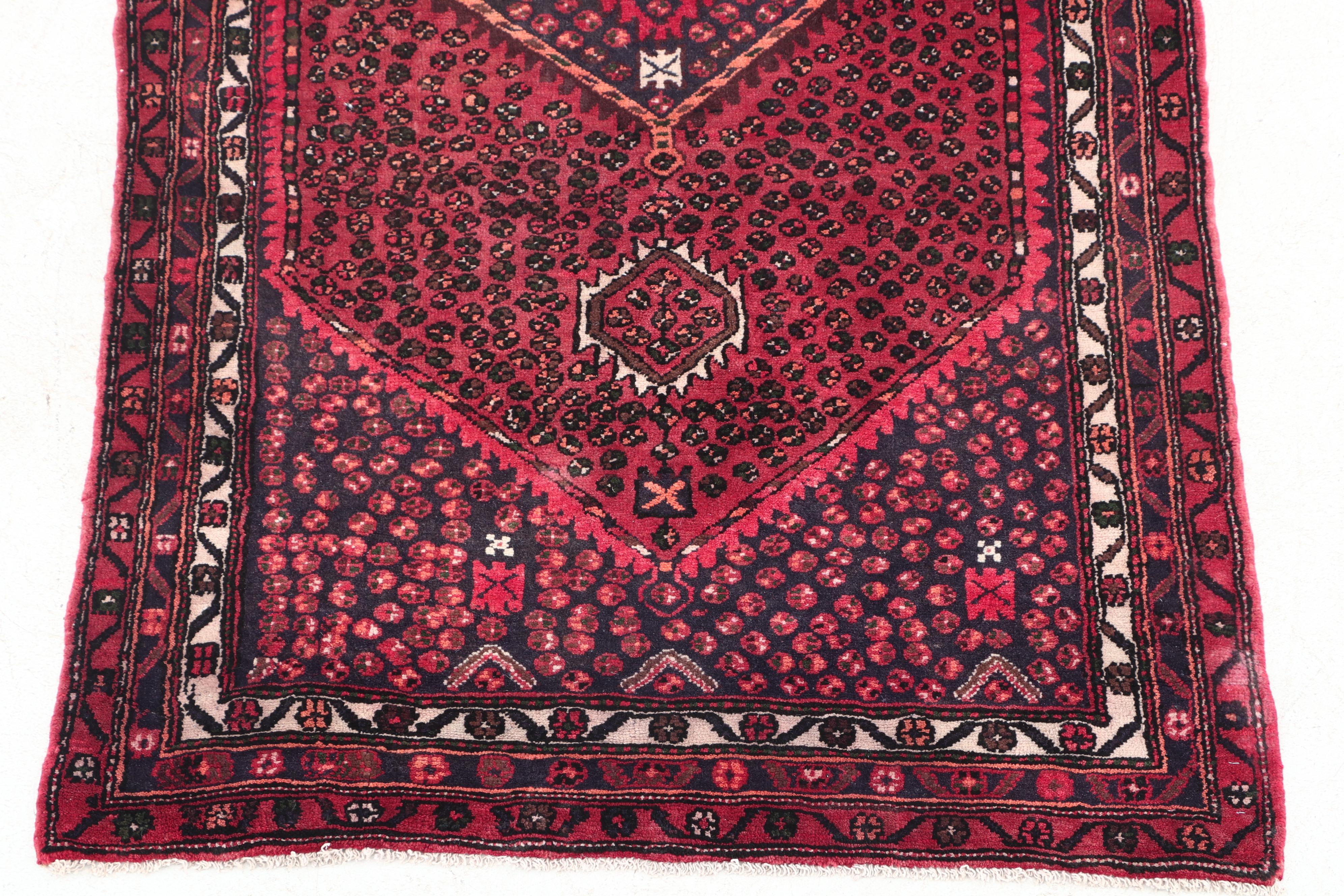 Hand-Knotted Kurdish Bijar Wool Rug