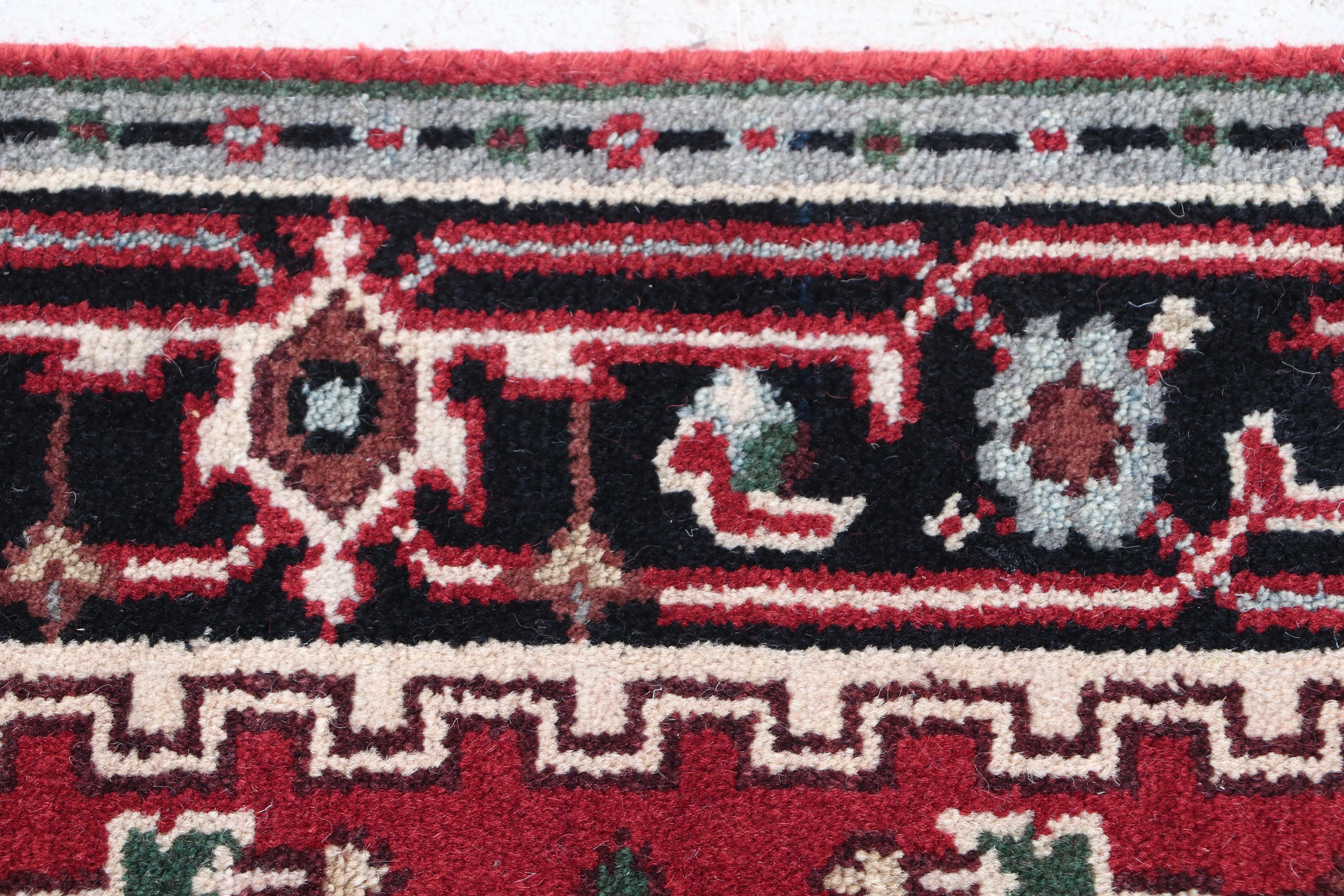 Hand-Knotted Indo-Persian Heriz Wool Carpet Runner
