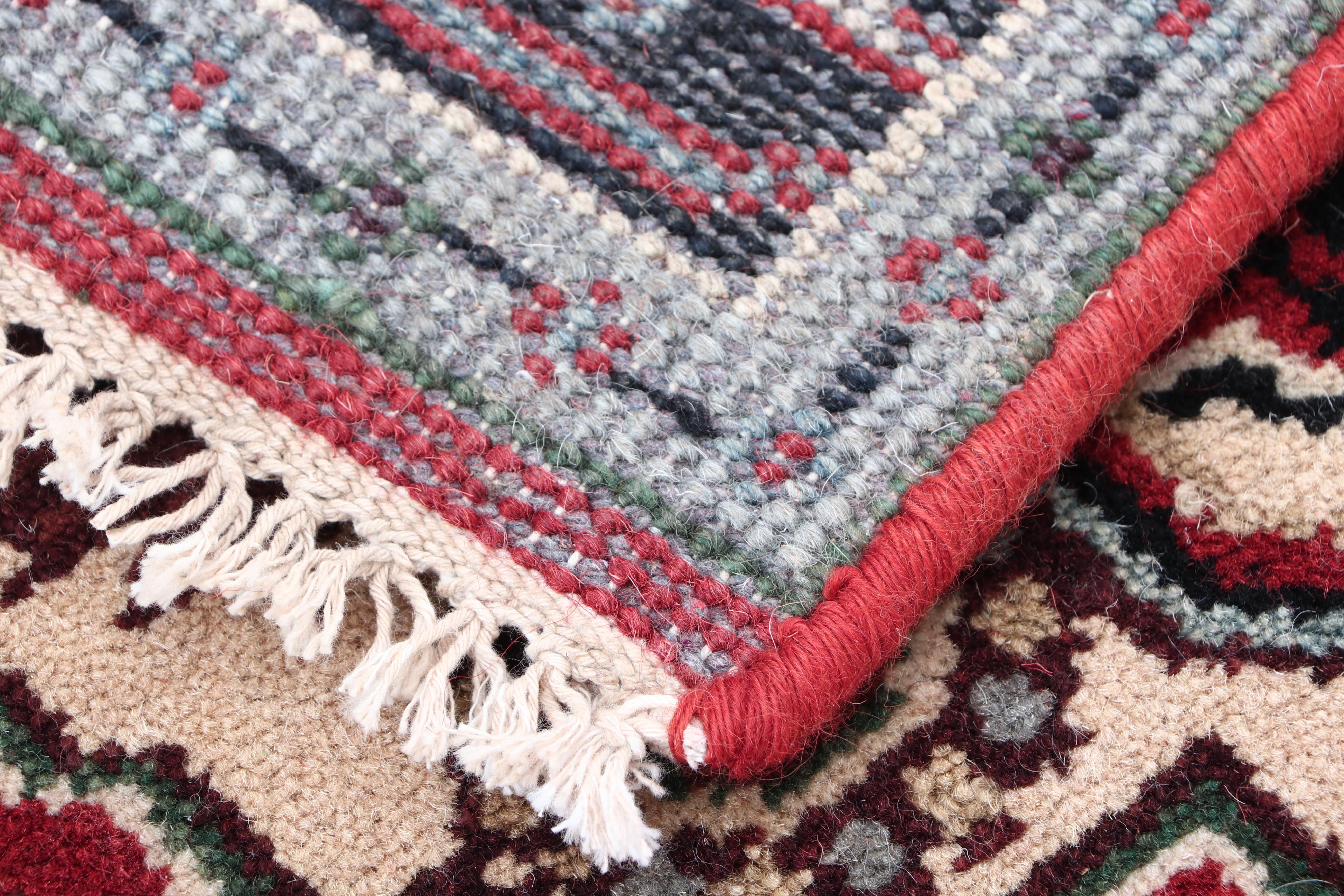 Hand-Knotted Indo-Persian Heriz Wool Carpet Runner