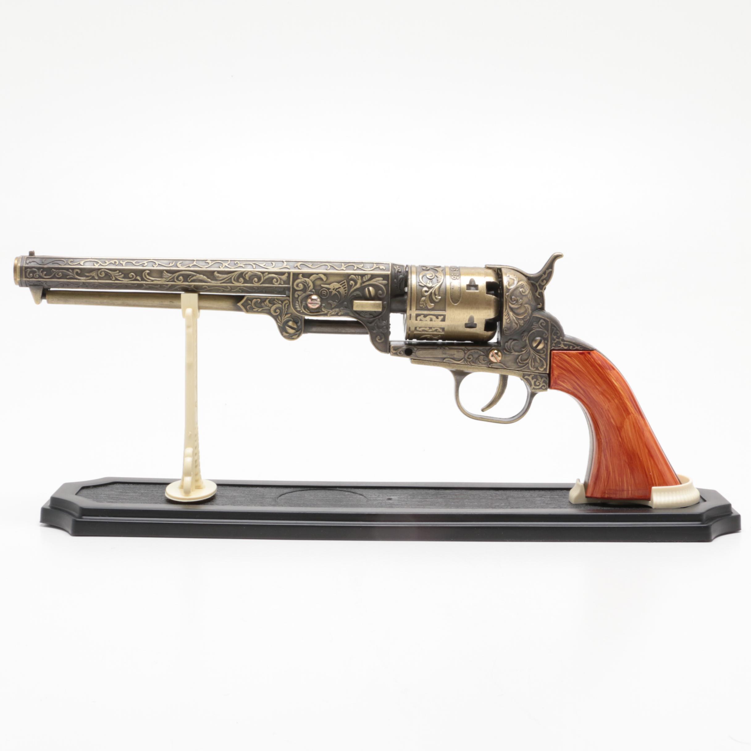 Modern Replica of Western "U.S. 36" Colt Revolver on Display Stand