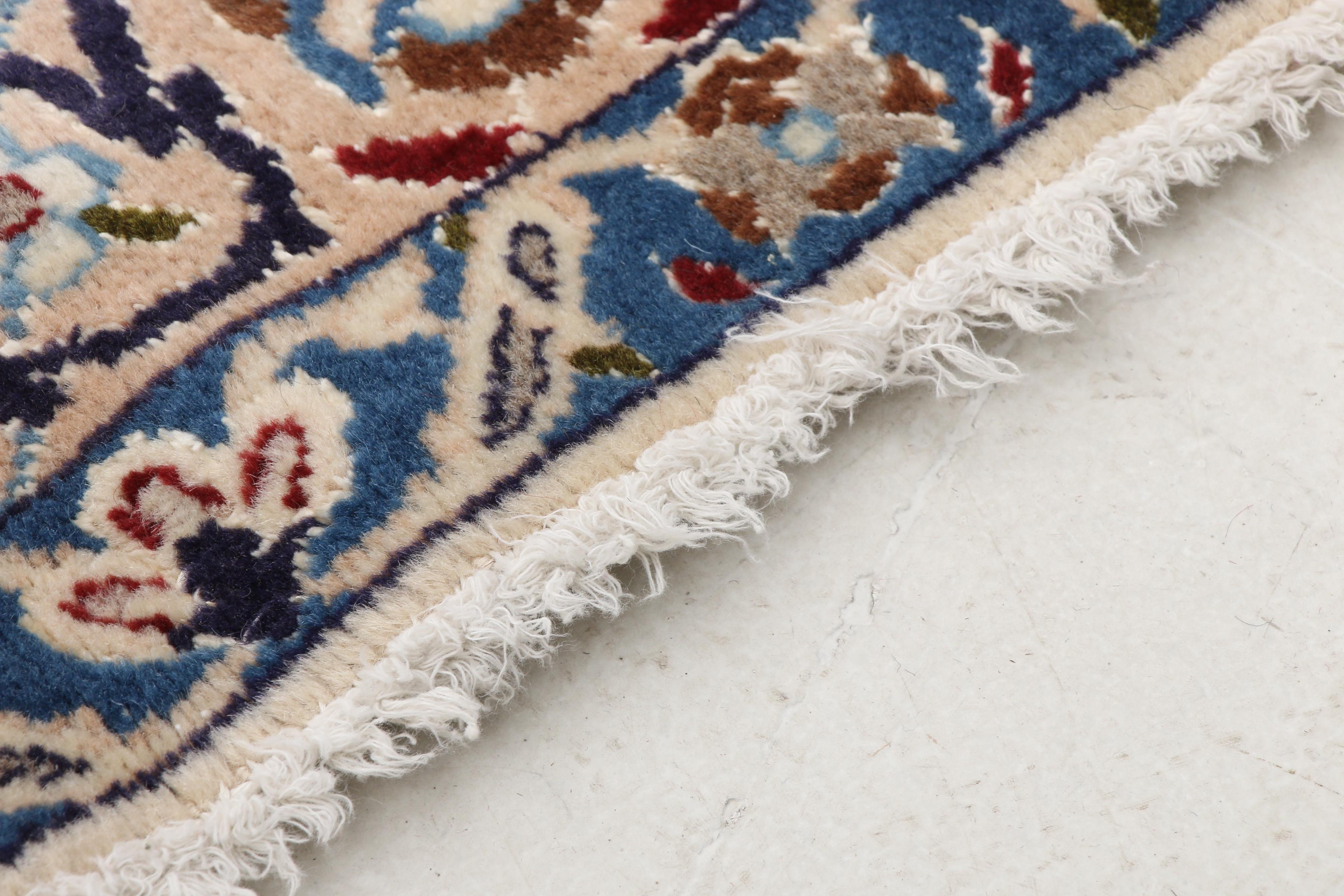 Hand-Knotted Persian Nain Wool and Silk Room Sized Rug