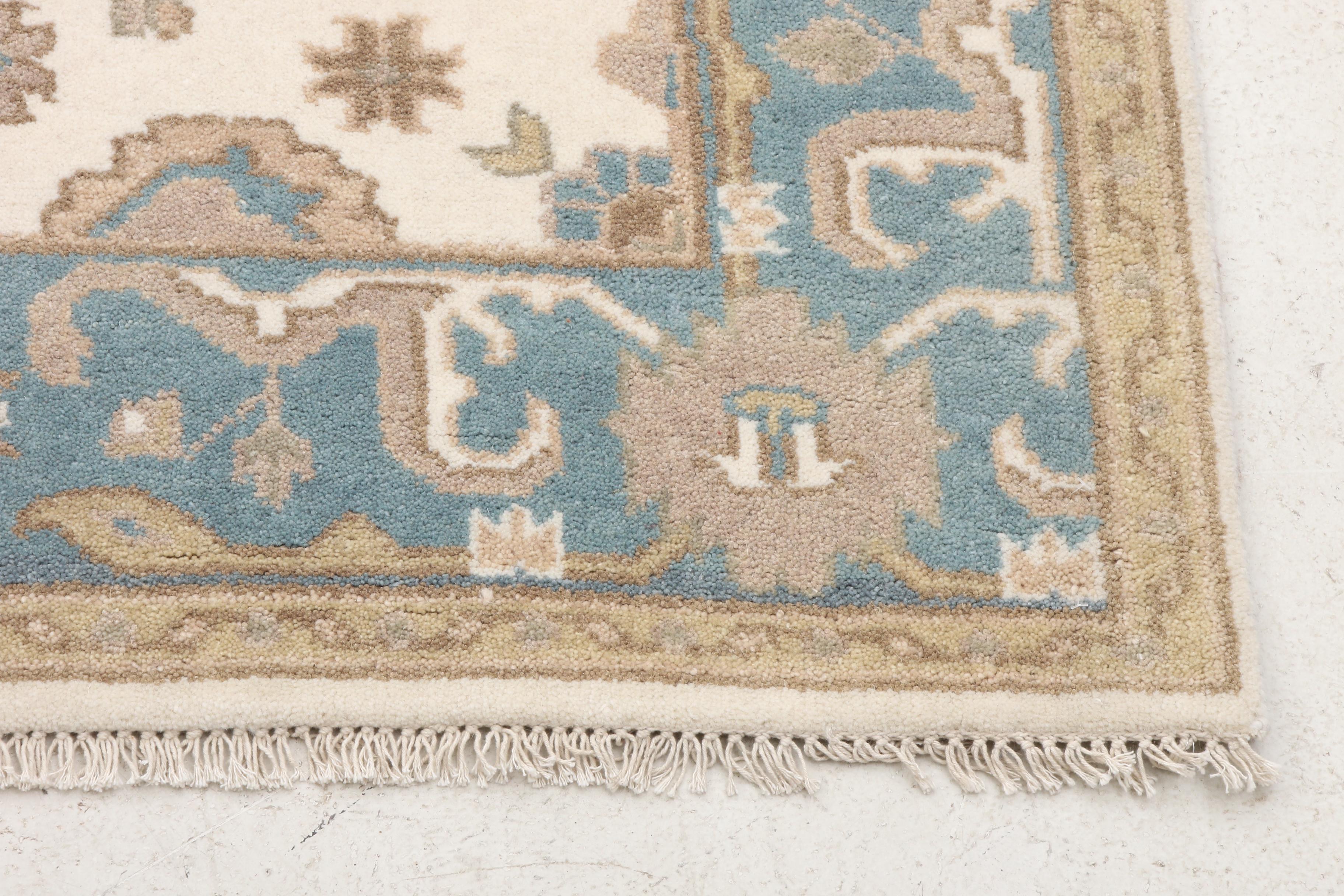 Hand-Knotted Pakistani Oushak Wool Rug