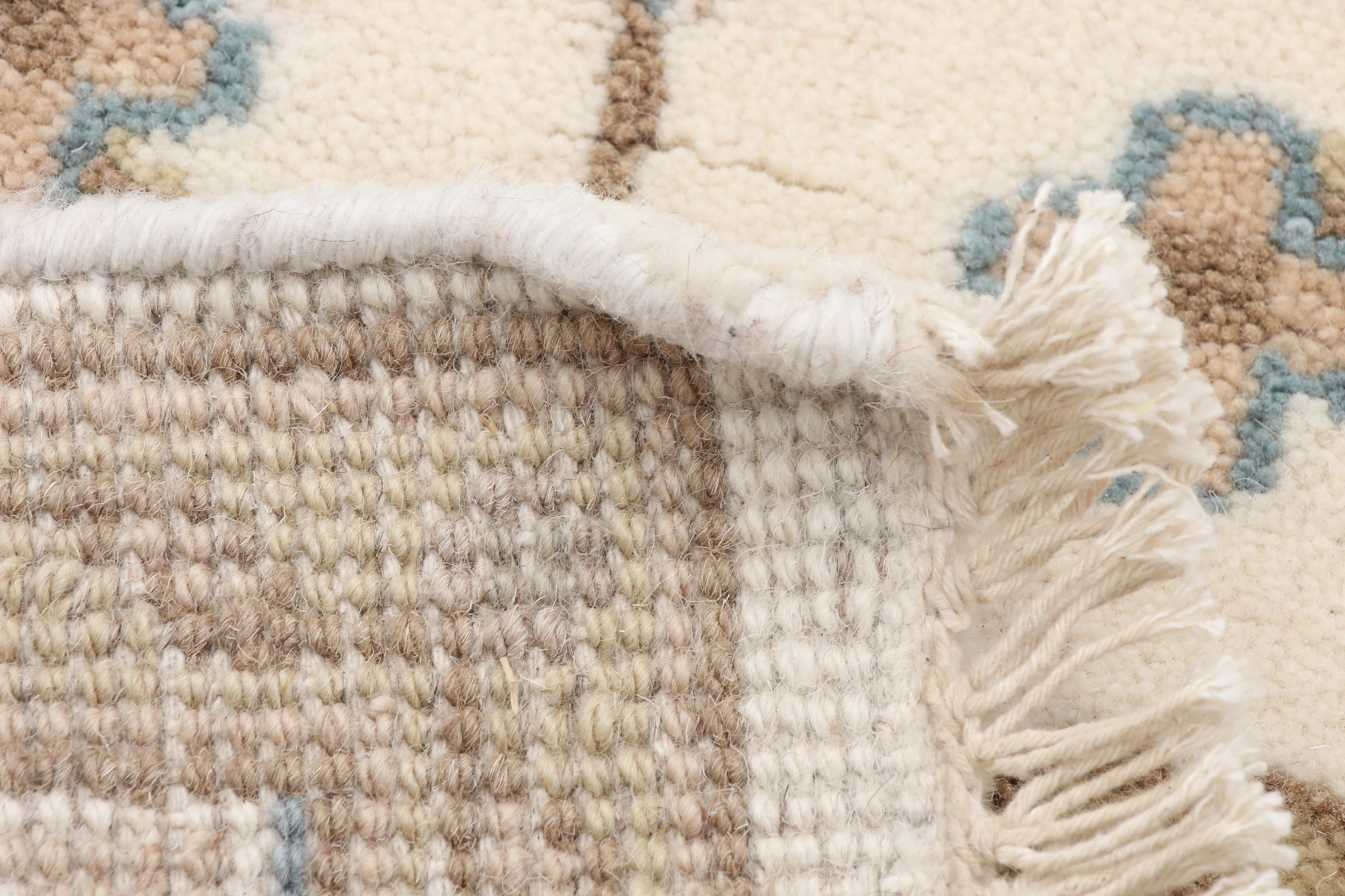 Hand-Knotted Pakistani Oushak Wool Rug