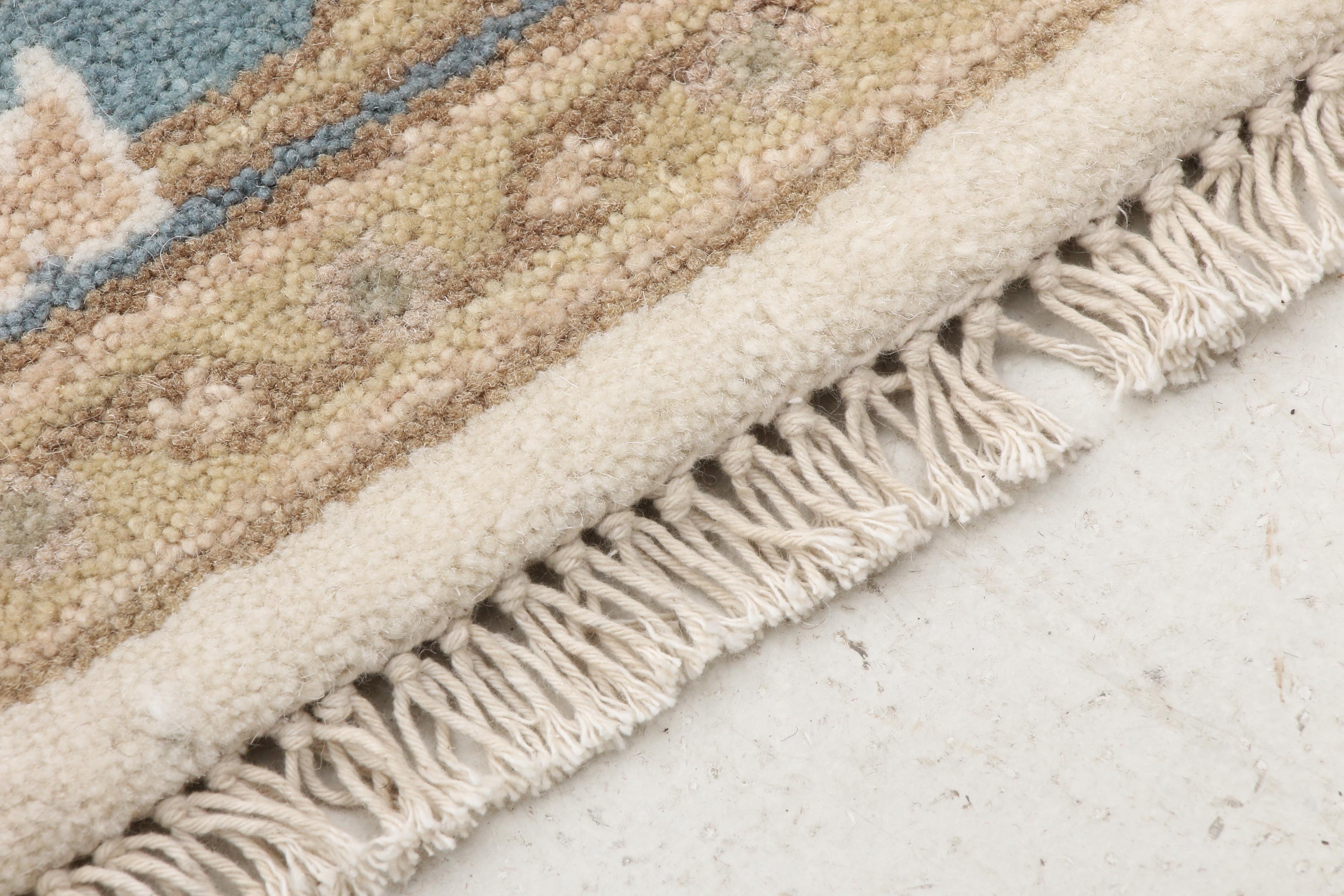 Hand-Knotted Pakistani Oushak Wool Rug
