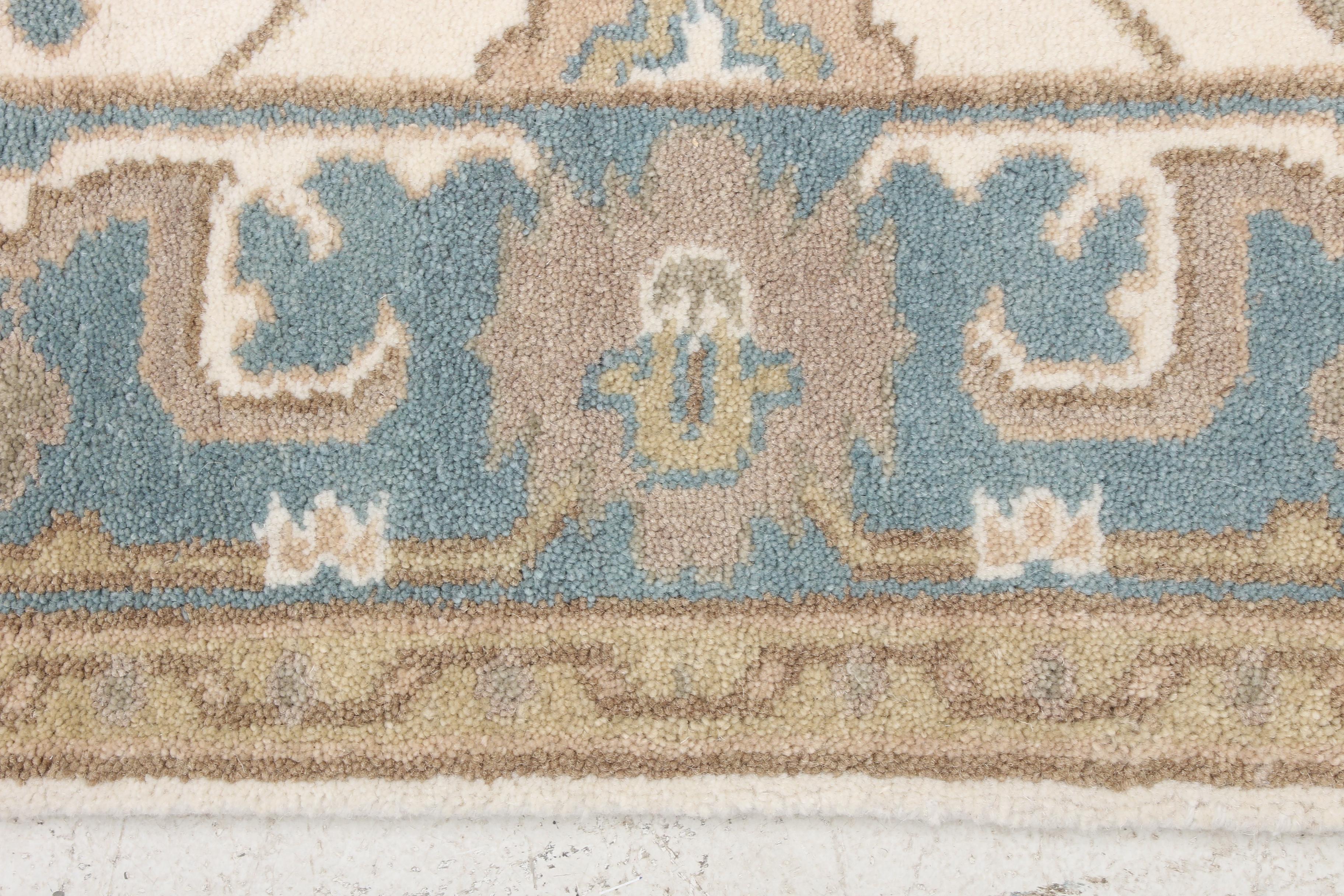 Hand-Knotted Pakistani Oushak Wool Rug