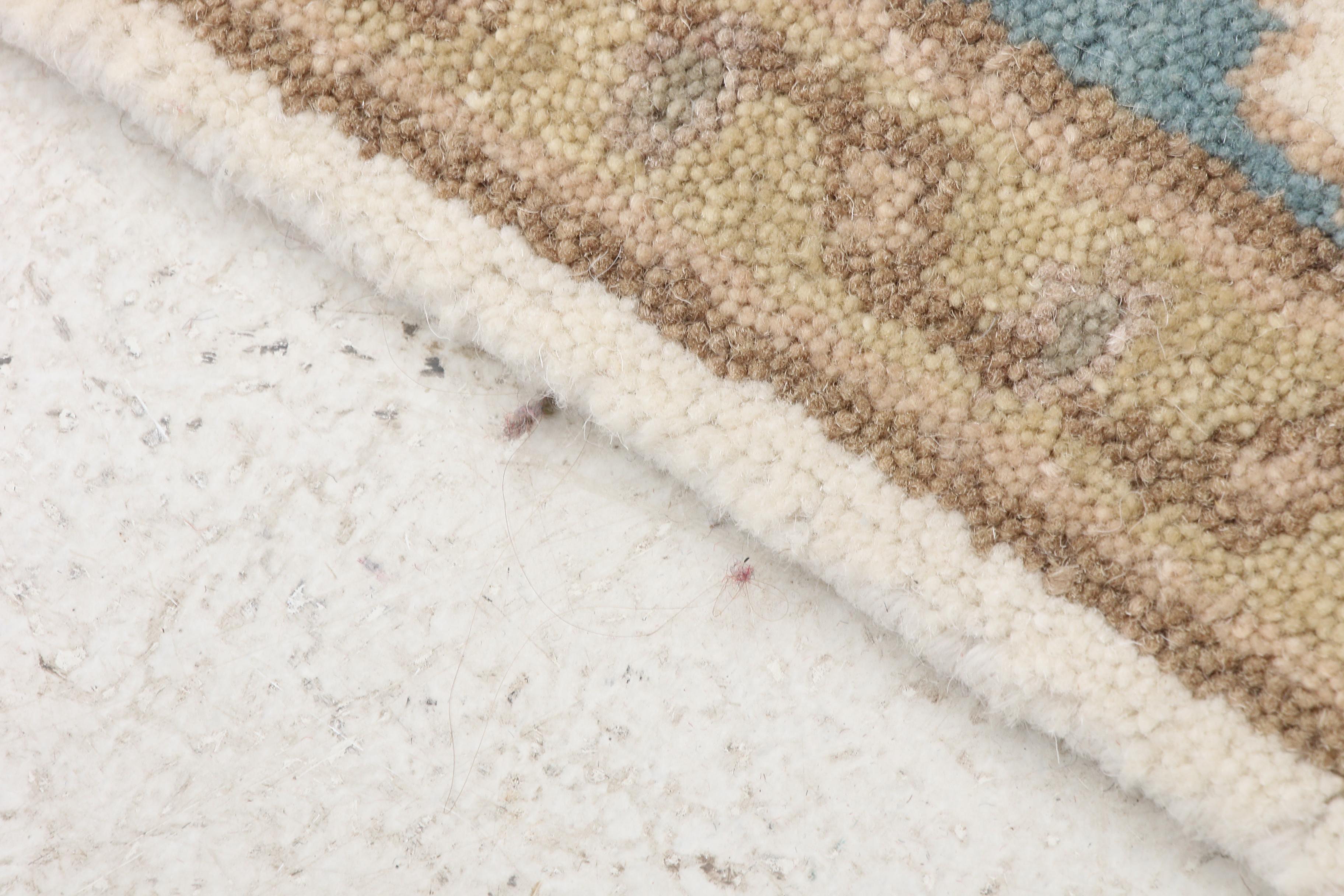 Hand-Knotted Pakistani Oushak Wool Rug