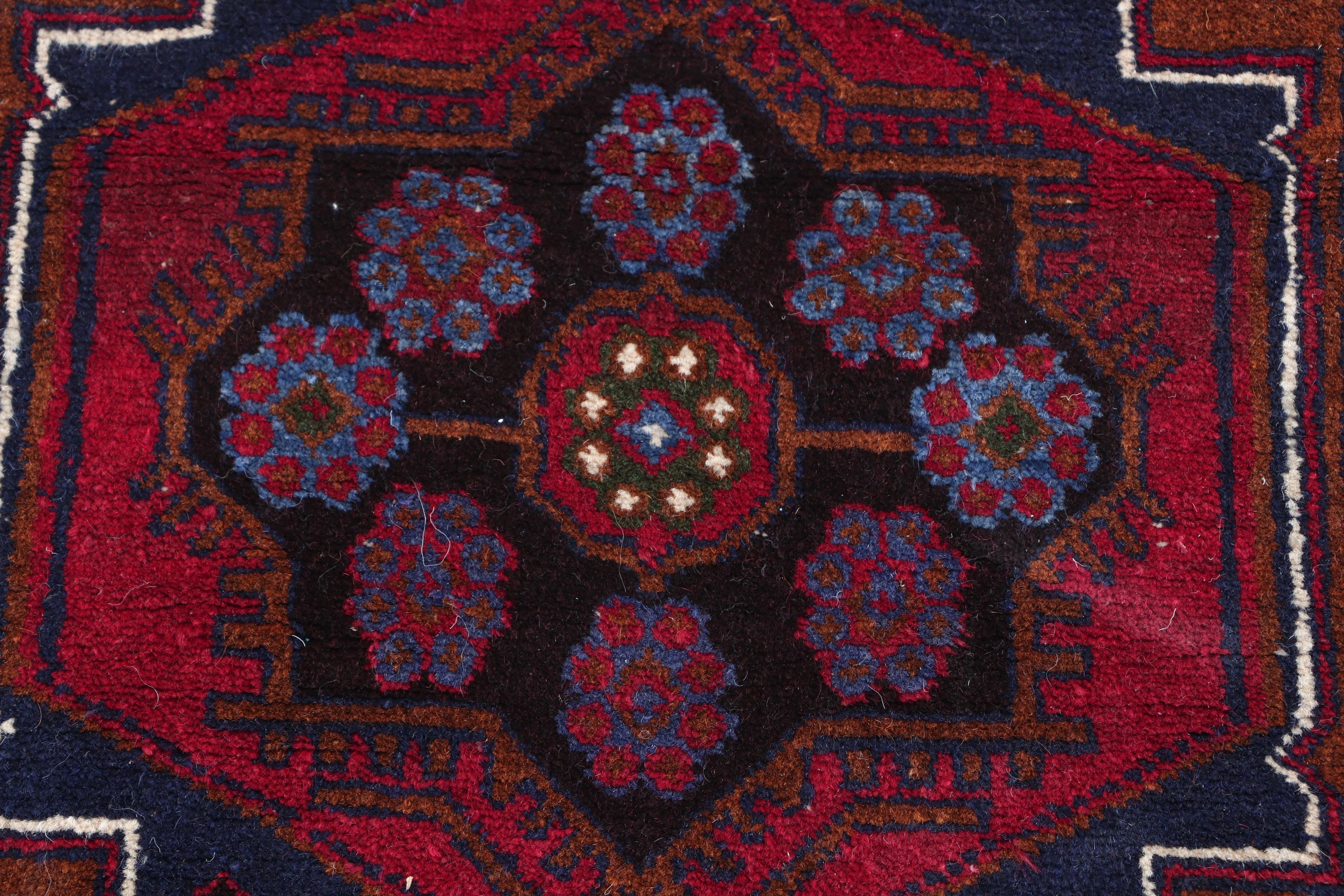 Hand-Knotted and Embroidered Afghani Wool Long Rug