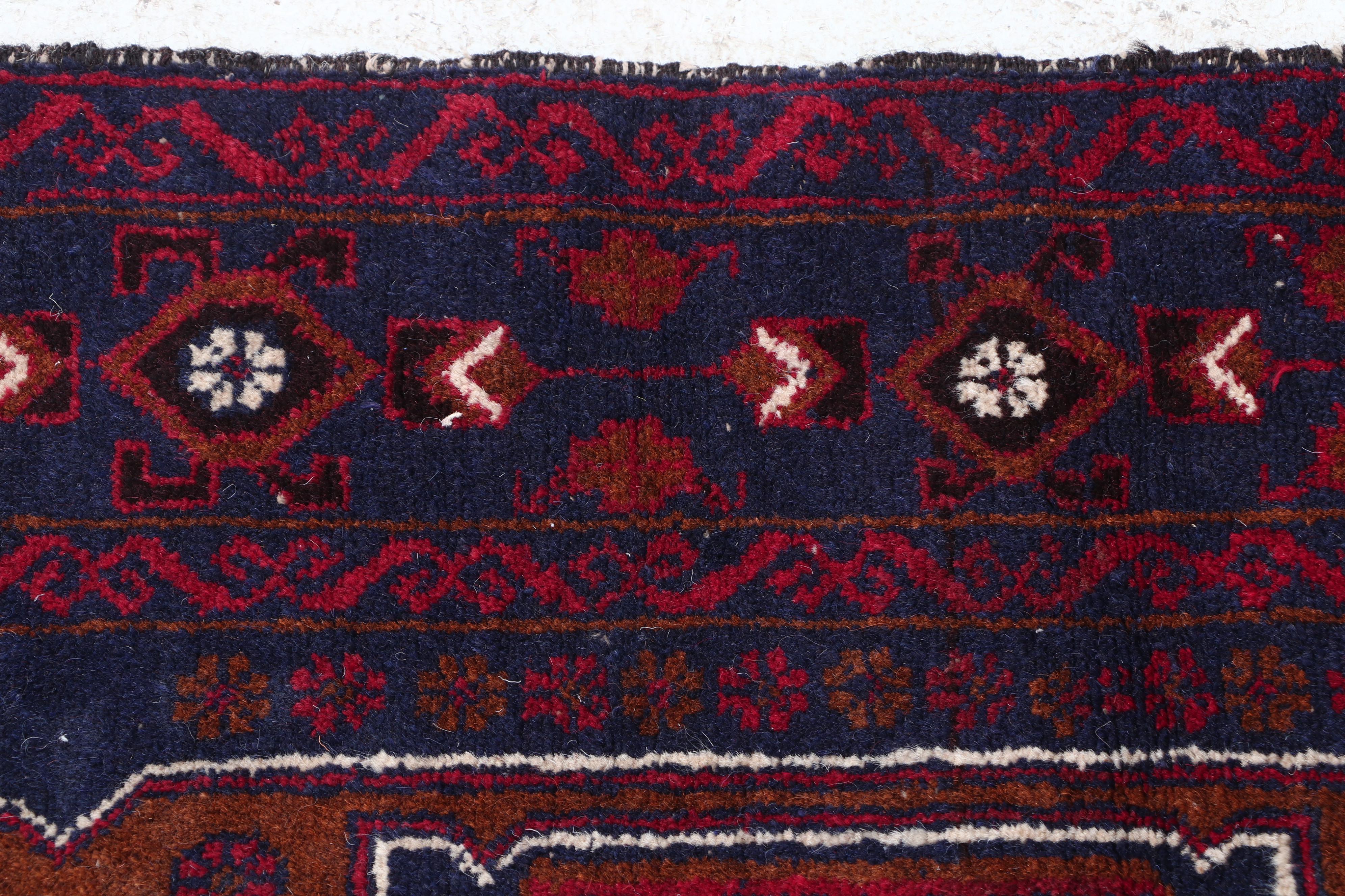 Hand-Knotted and Embroidered Afghani Wool Long Rug