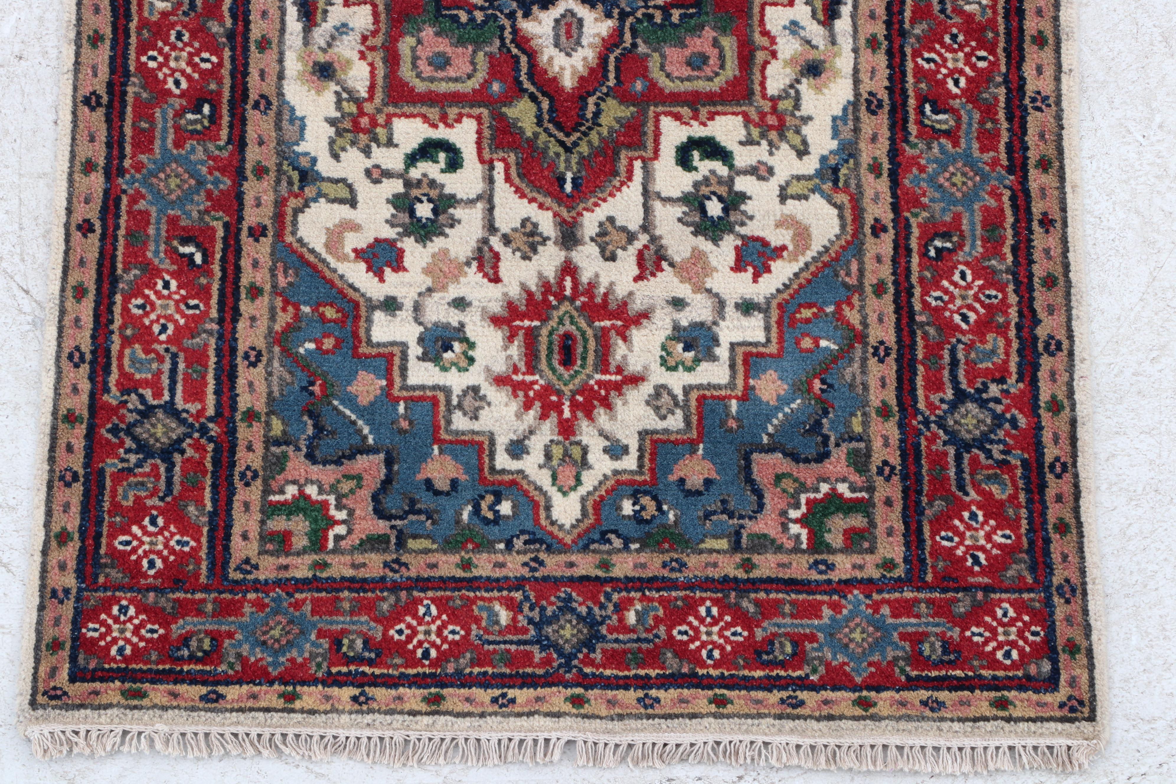 Hand-Knotted Indo-Persian Heriz Wool Rug
