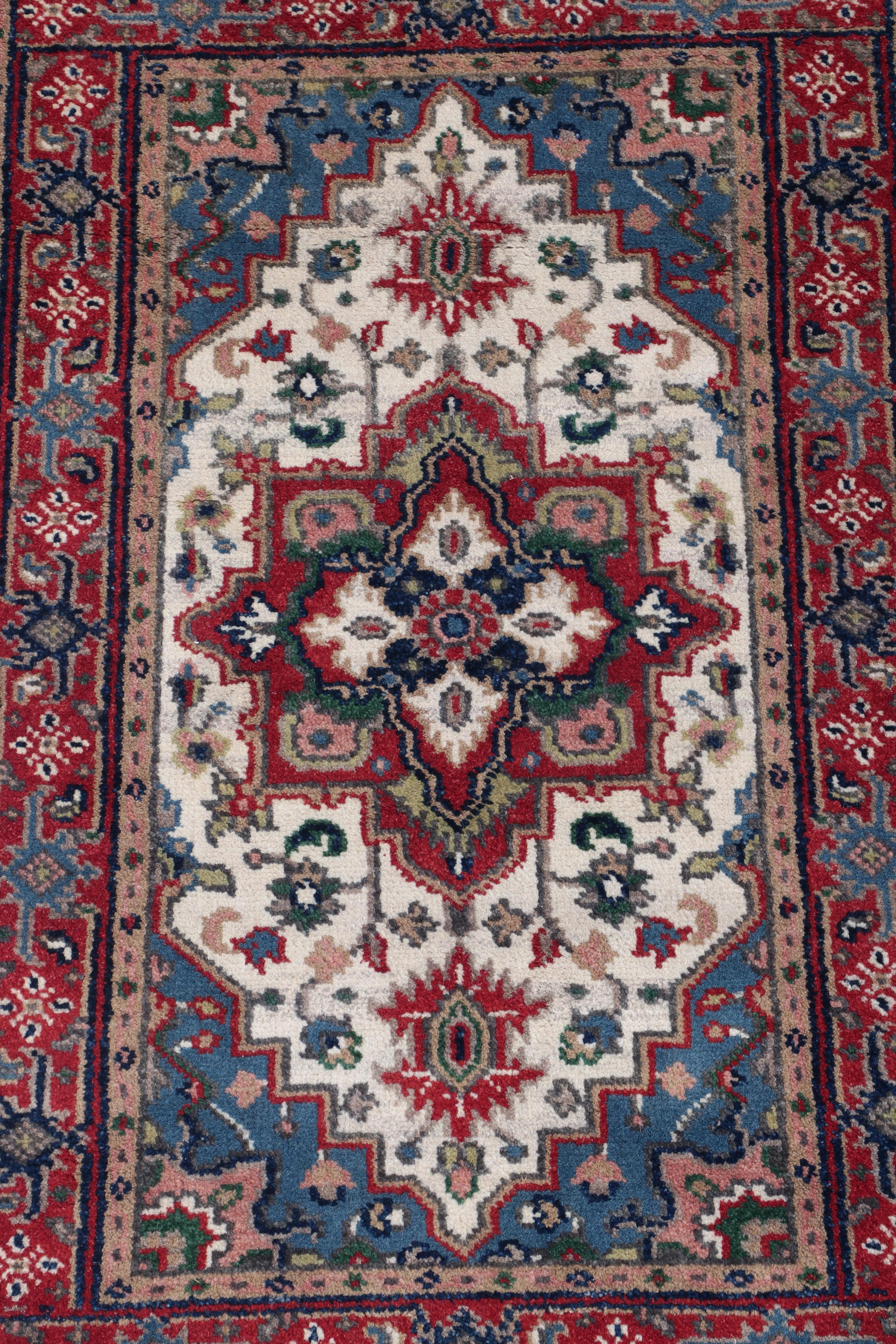 Hand-Knotted Indo-Persian Heriz Wool Rug