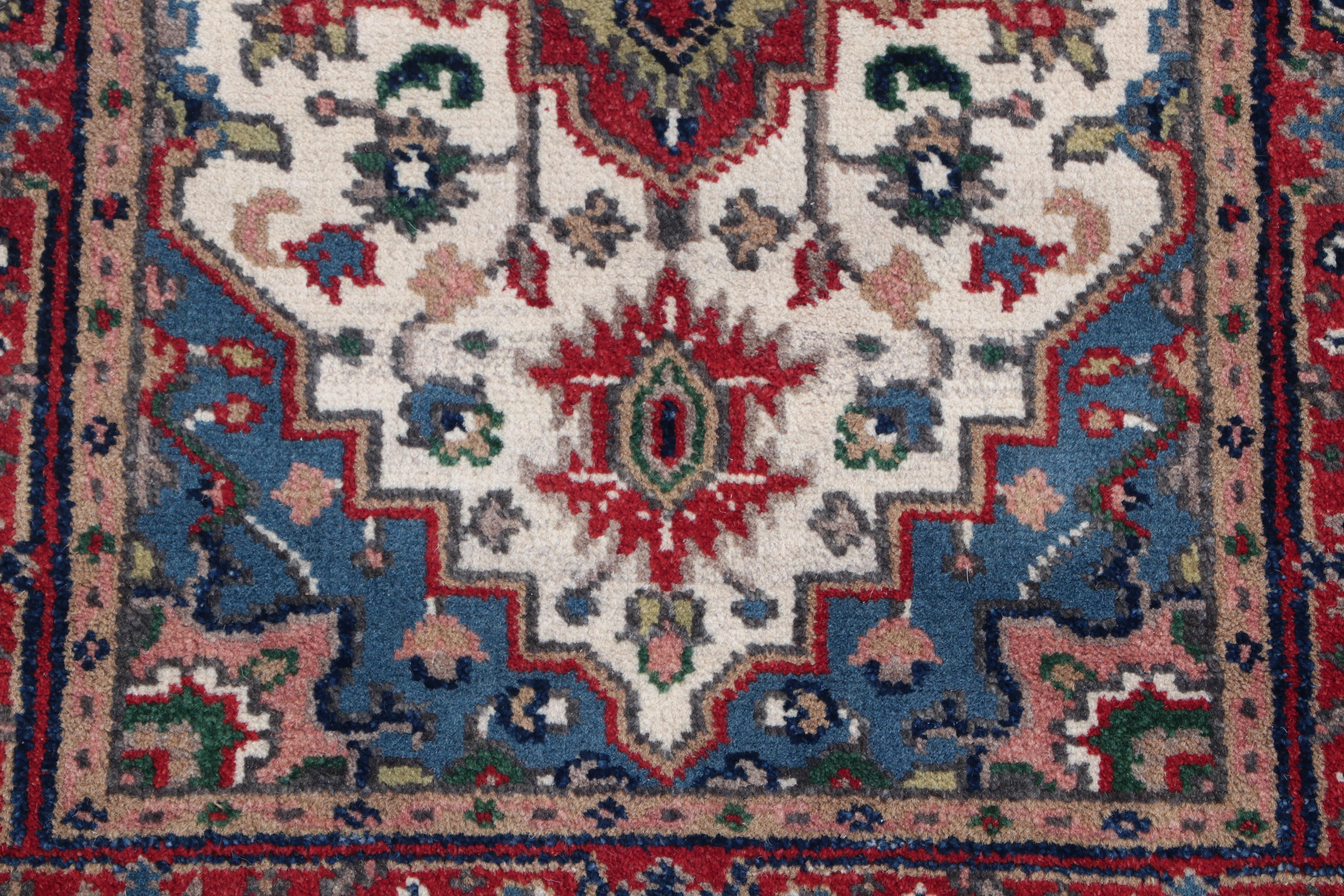 Hand-Knotted Indo-Persian Heriz Wool Rug