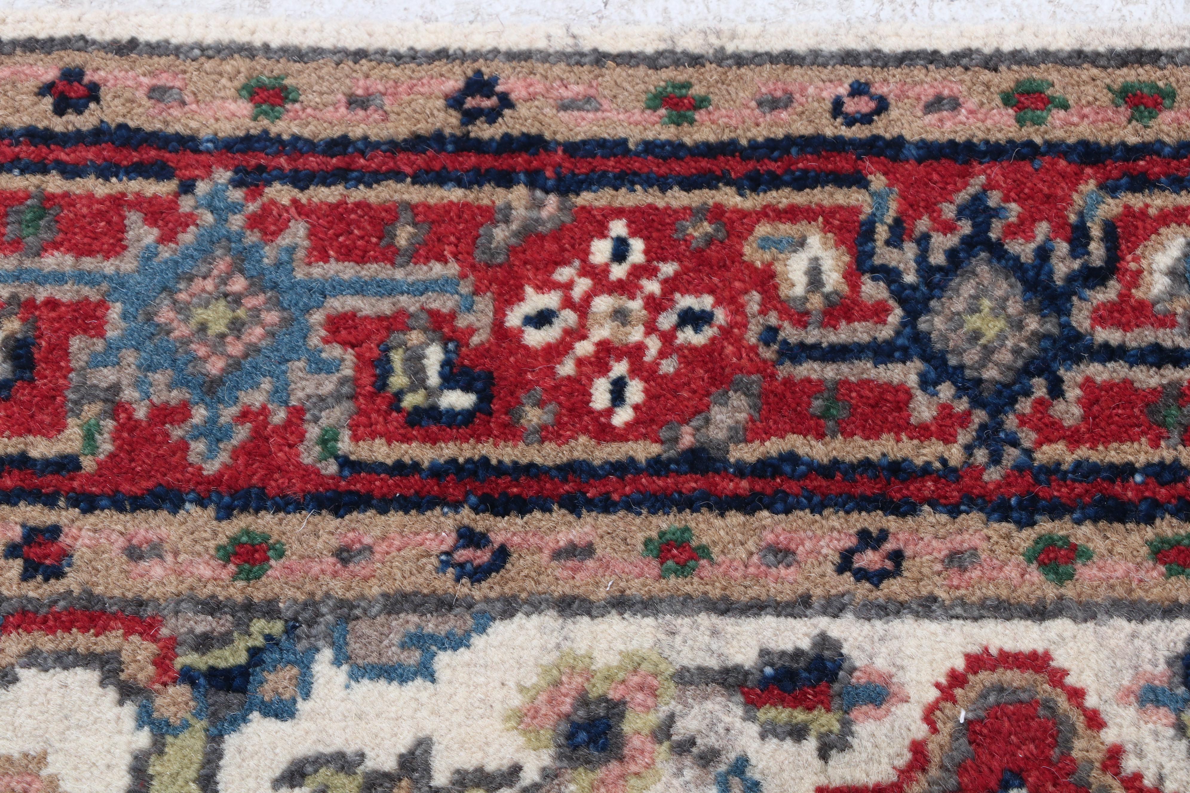 Hand-Knotted Indo-Persian Heriz Wool Rug