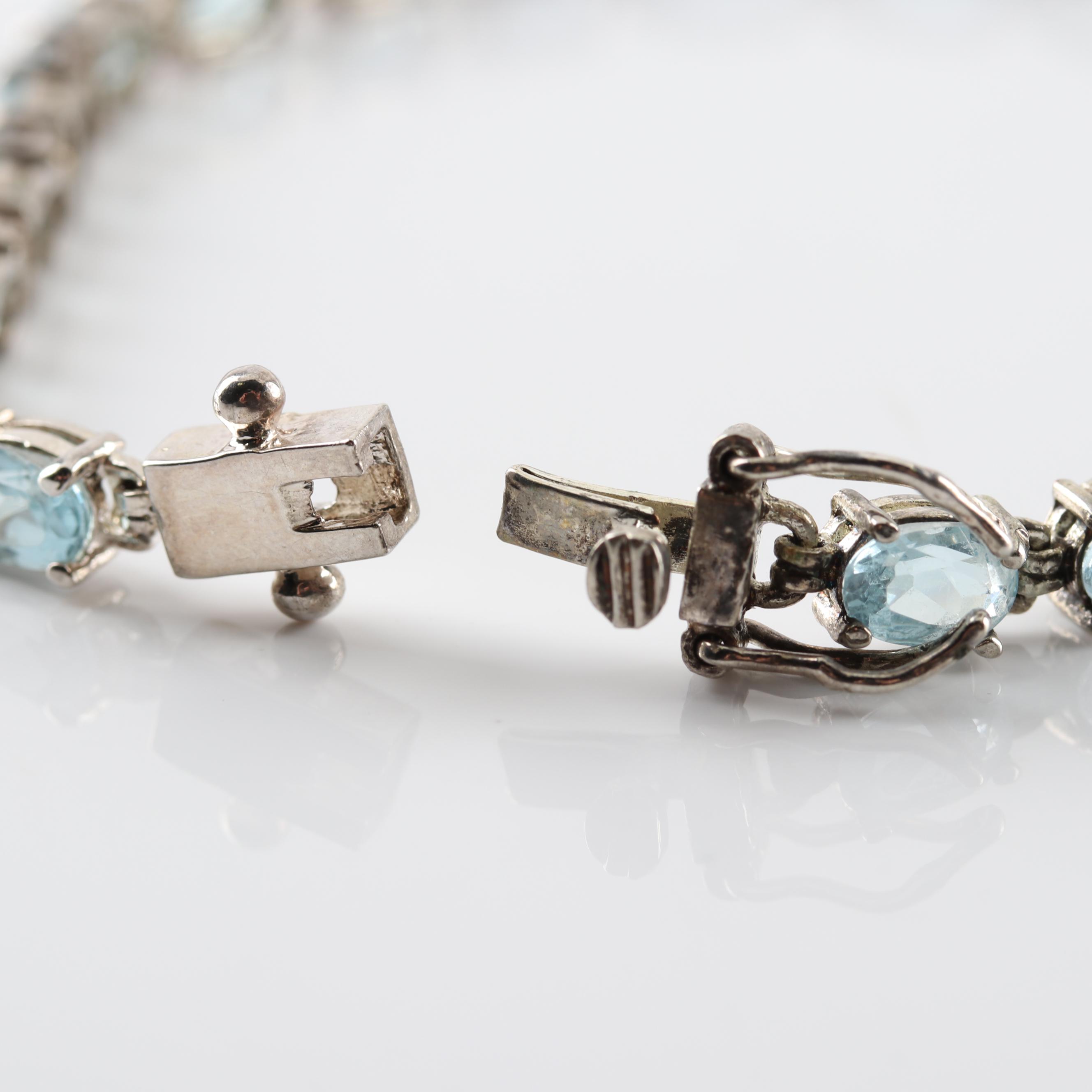 Sterling Silver 12.10 CTW Blue Topaz Bracelet