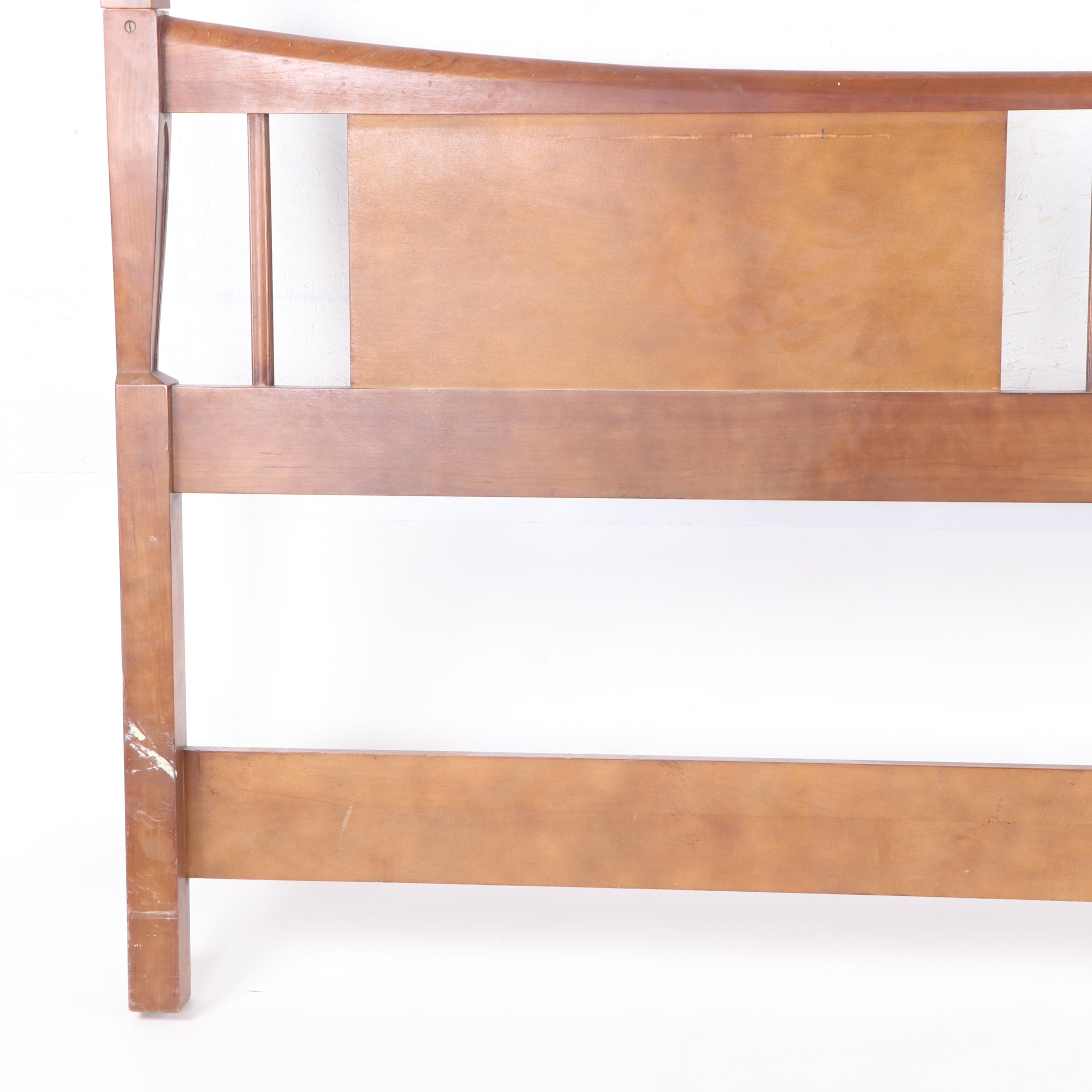 John Widdicomb Mid Century Modern Walnut King Size Bed Frame, Mid 20th Century
