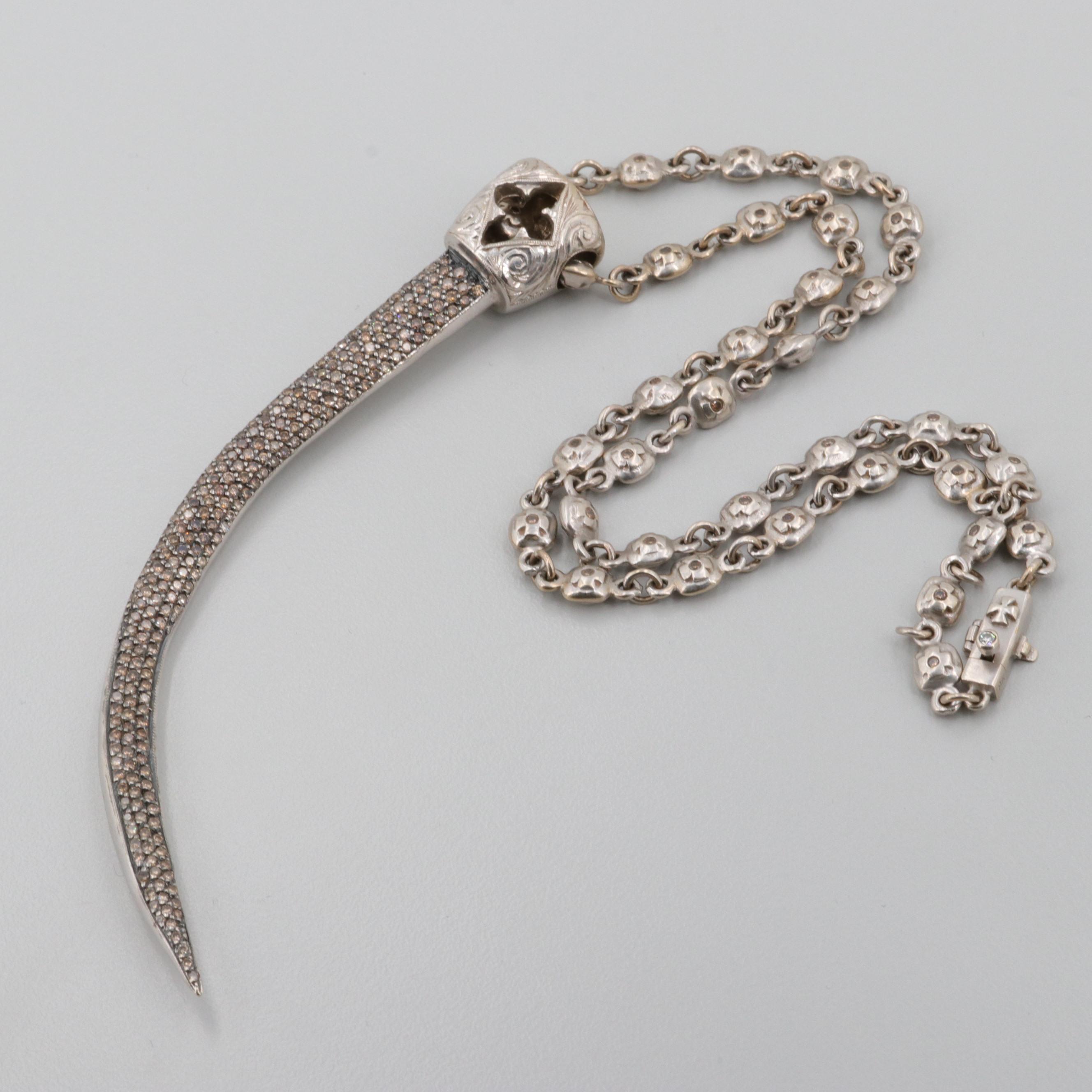 Loree Rodkin 18K White Gold 3.54 CTW Diamond Pendant Necklace