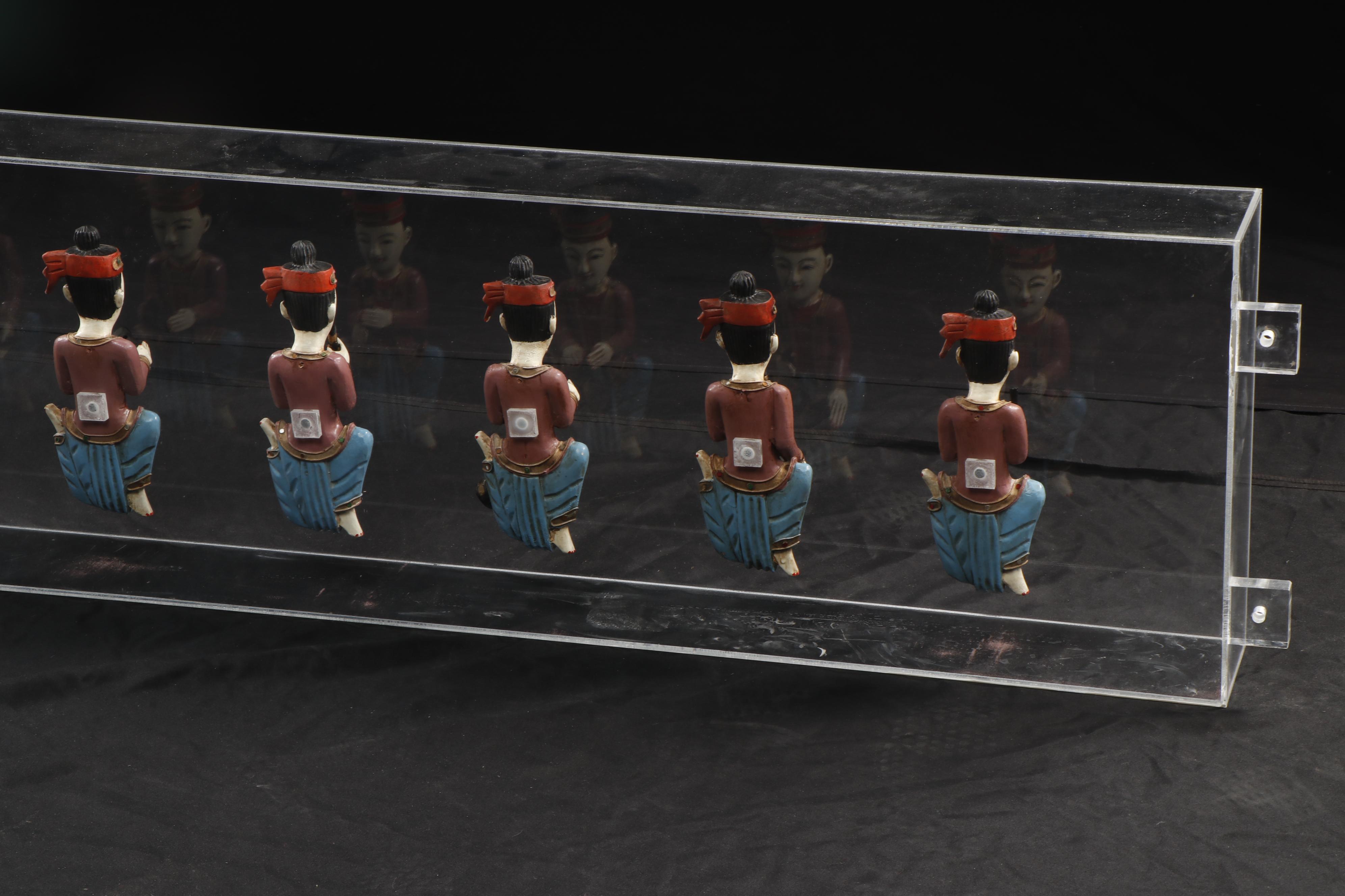 Vietnamese Hand-Painted and Carved Musician Figurines