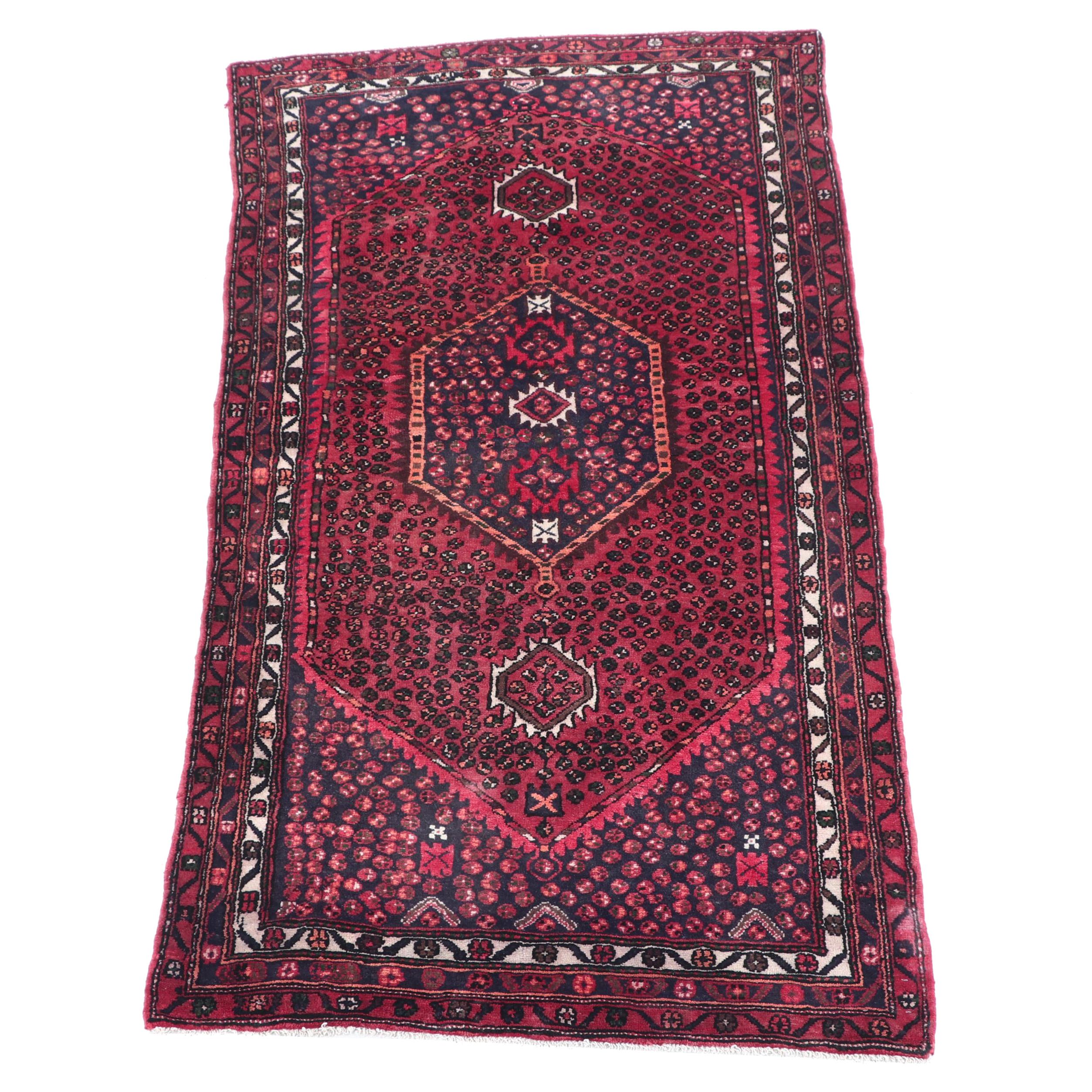 Hand-Knotted Kurdish Bijar Wool Rug