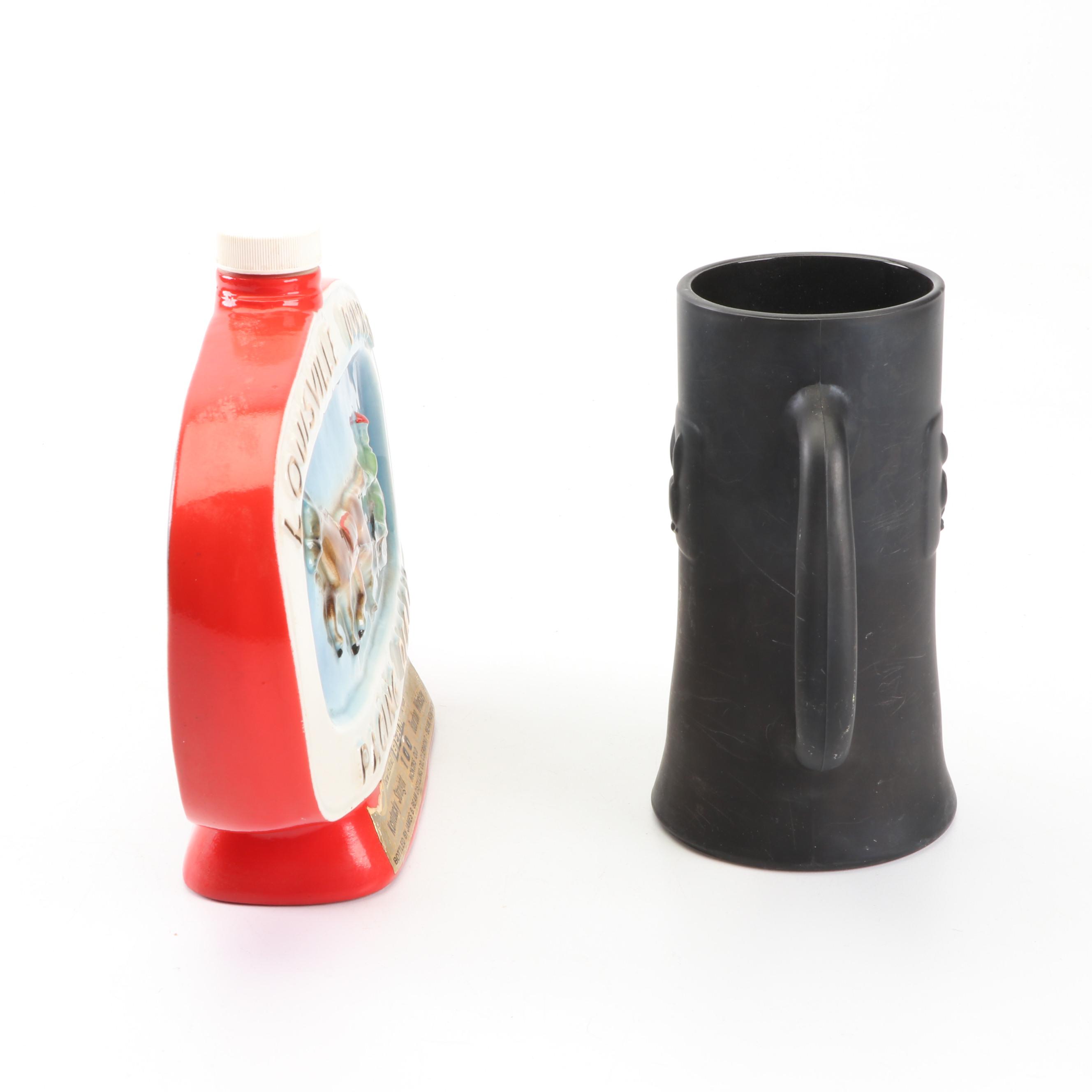 Jim Beam Ceramic Decanters Featuring Pacing Derby, Hippie and Canadian Club