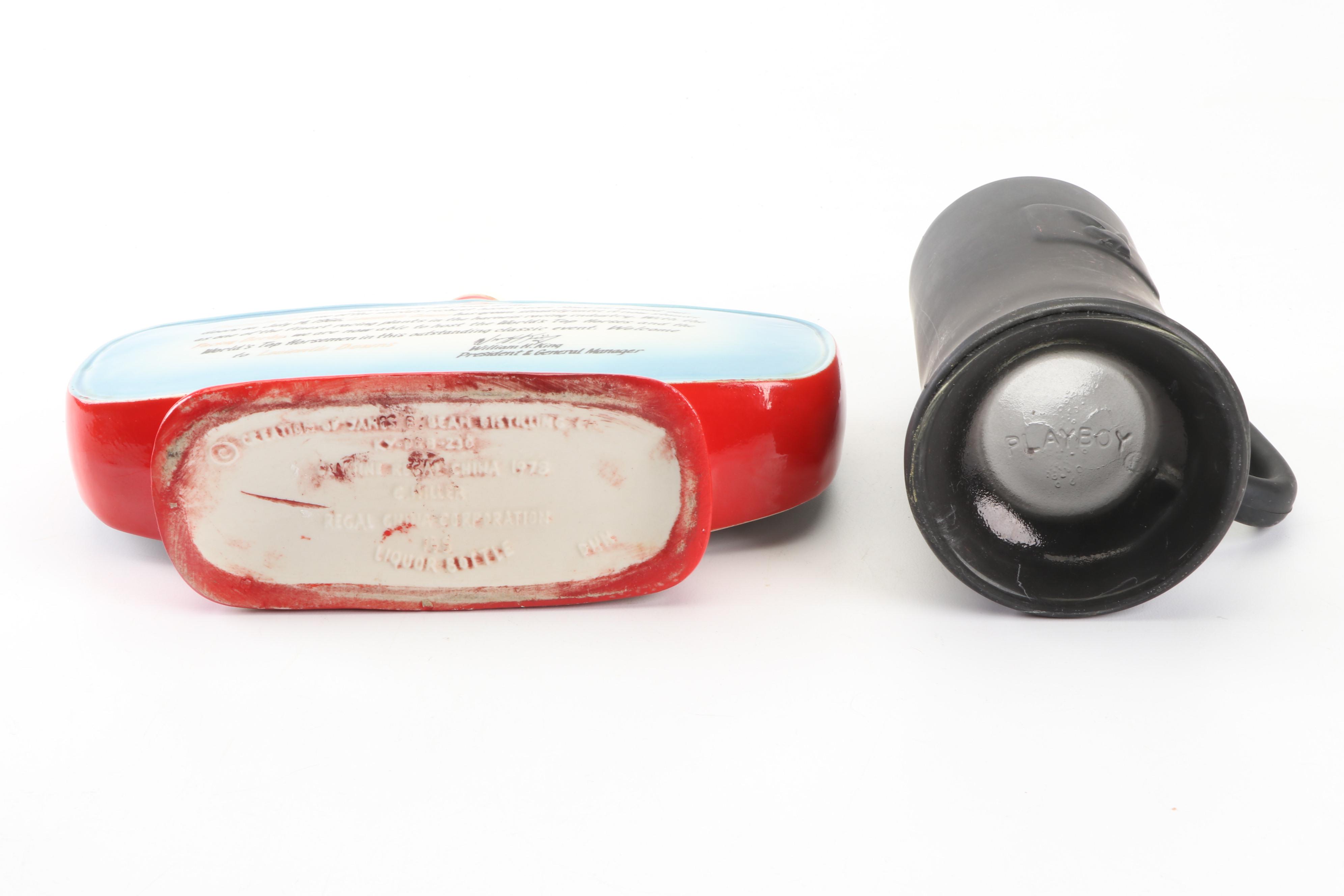 Jim Beam Ceramic Decanters Featuring Pacing Derby, Hippie and Canadian Club