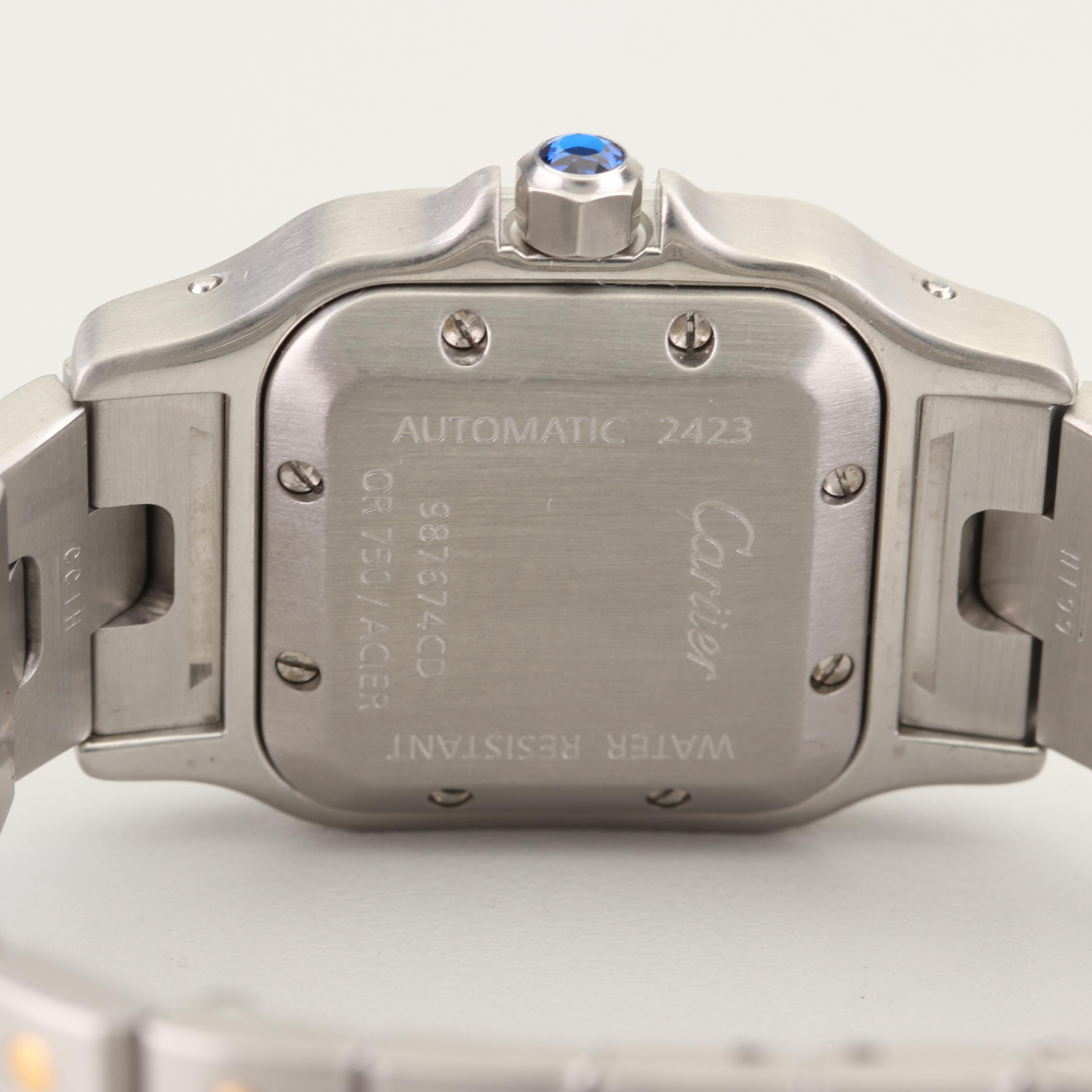 Cartier "Santos" 18K Yellow Gold Accented Stainless Steel Watch